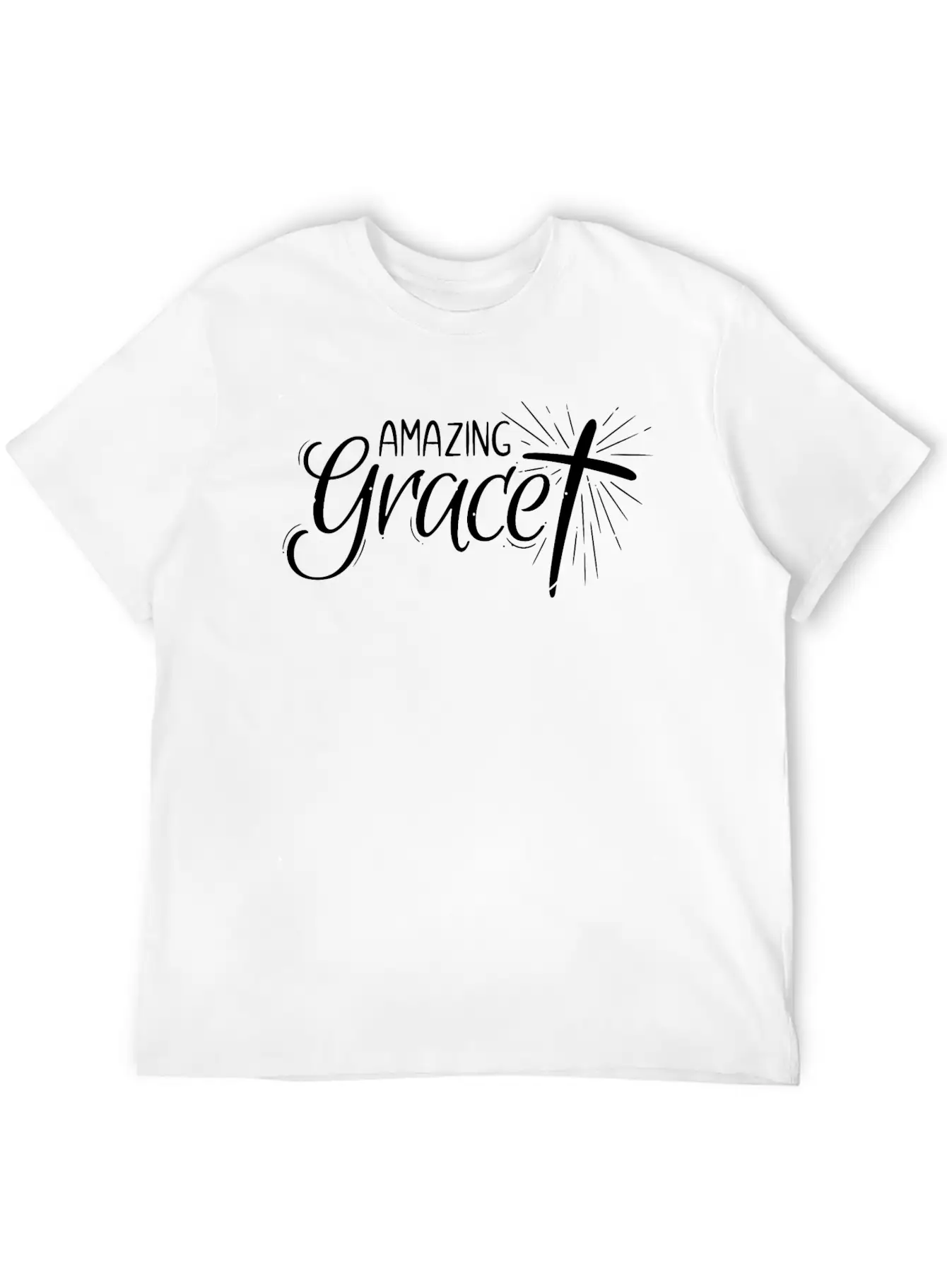 Amazing Grace Lettering Unisex Short Sleeve Soft Cotton T-Shirt – Casual Everyday Wear