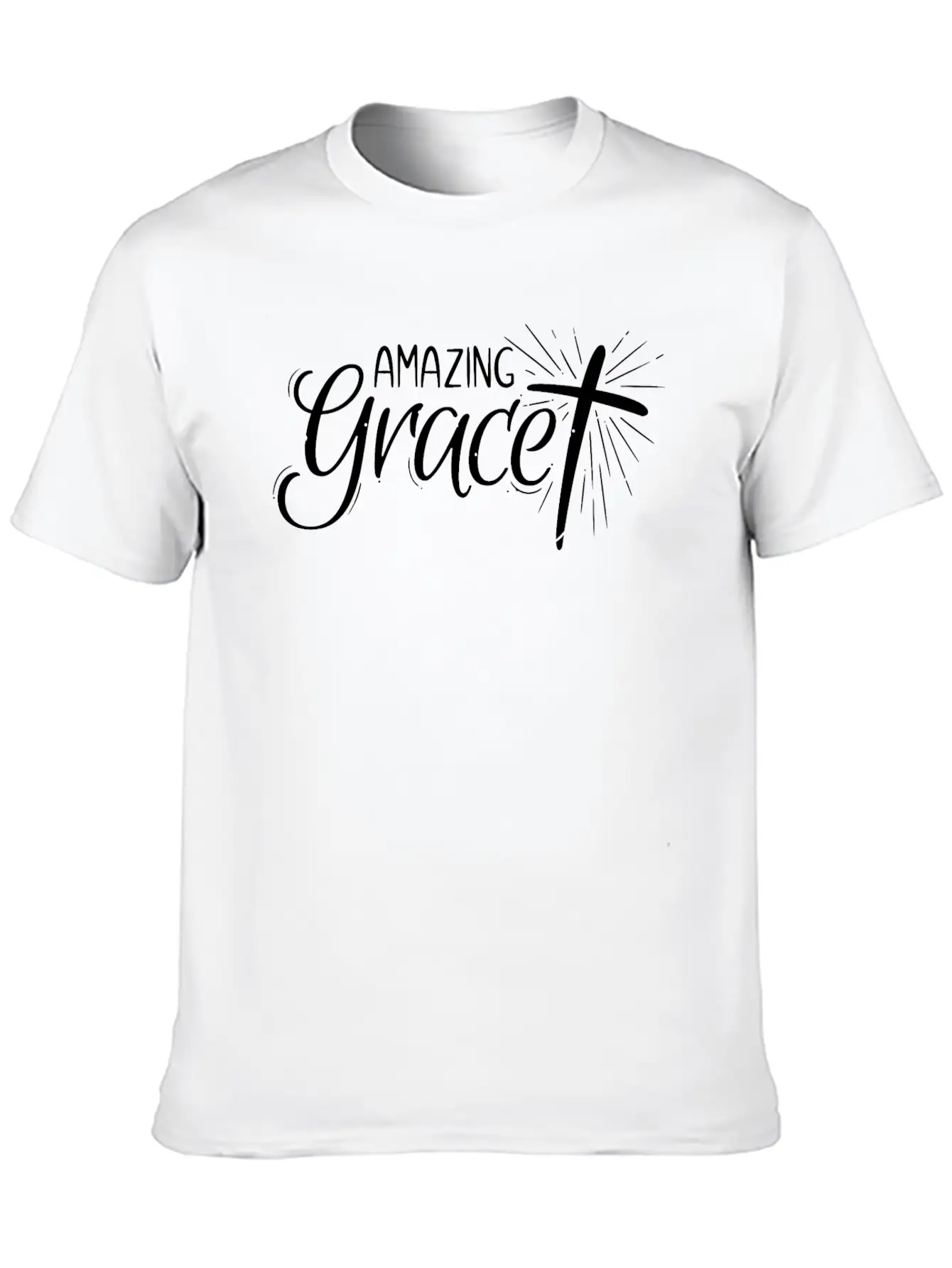 Amazing Grace Lettering Unisex Short Sleeve Soft Cotton T-Shirt – Casual Everyday Wear