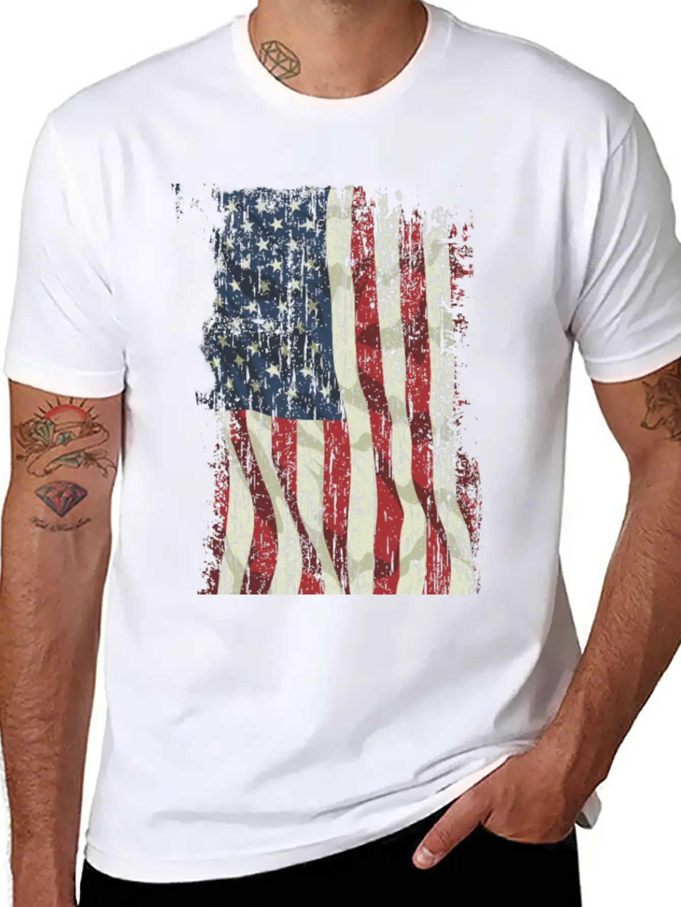 America Flag Vintage Unisex Short Sleeve Soft Cotton T-Shirt – Casual Everyday Wear