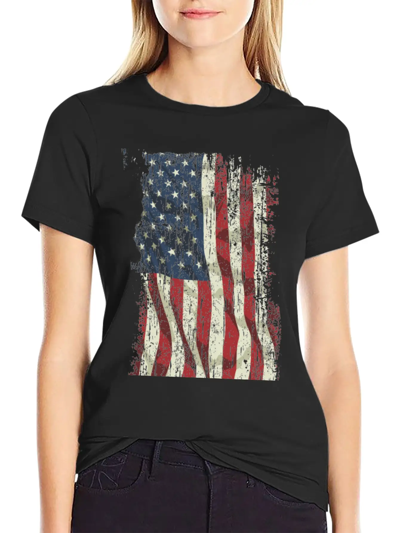 America Flag Vintage Unisex Short Sleeve Soft Cotton T-Shirt – Casual Everyday Wear