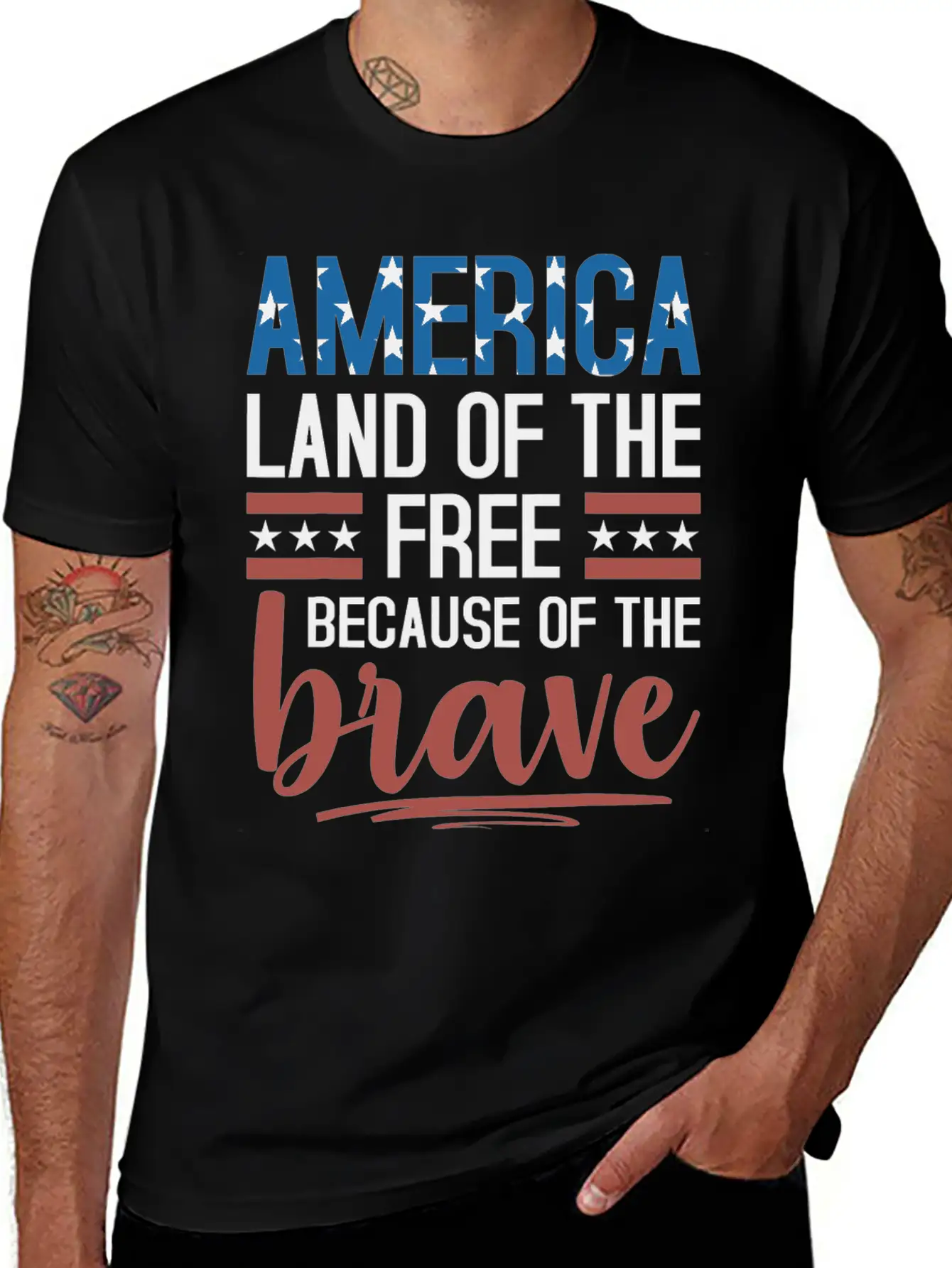 America Land Of The Free Because Of The Brave Essential Unisex Summer Tee – Soft Cotton Casual Fit