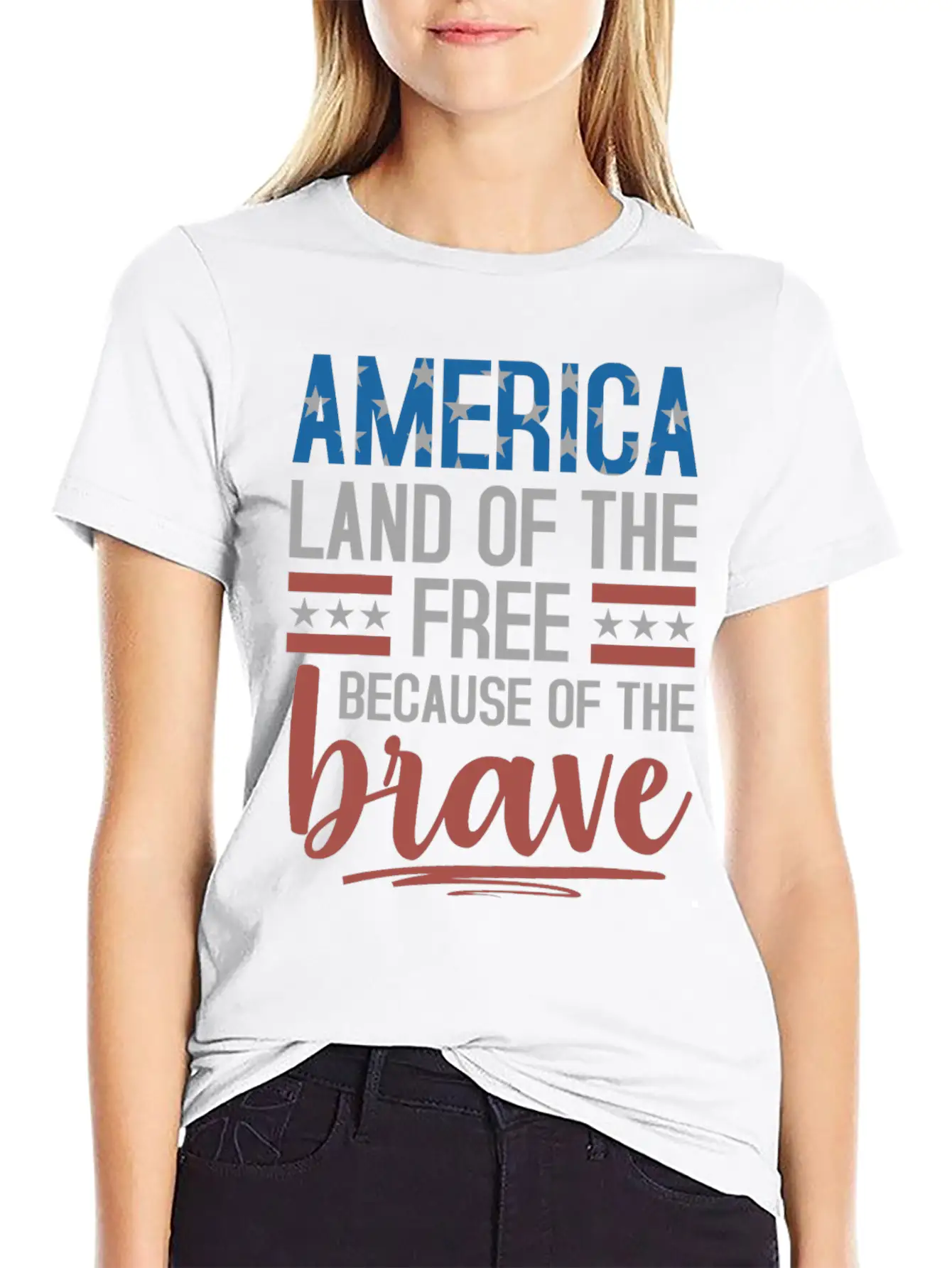 America Land Of The Free Because Of The Brave Essential Unisex Summer Tee – Soft Cotton Casual Fit