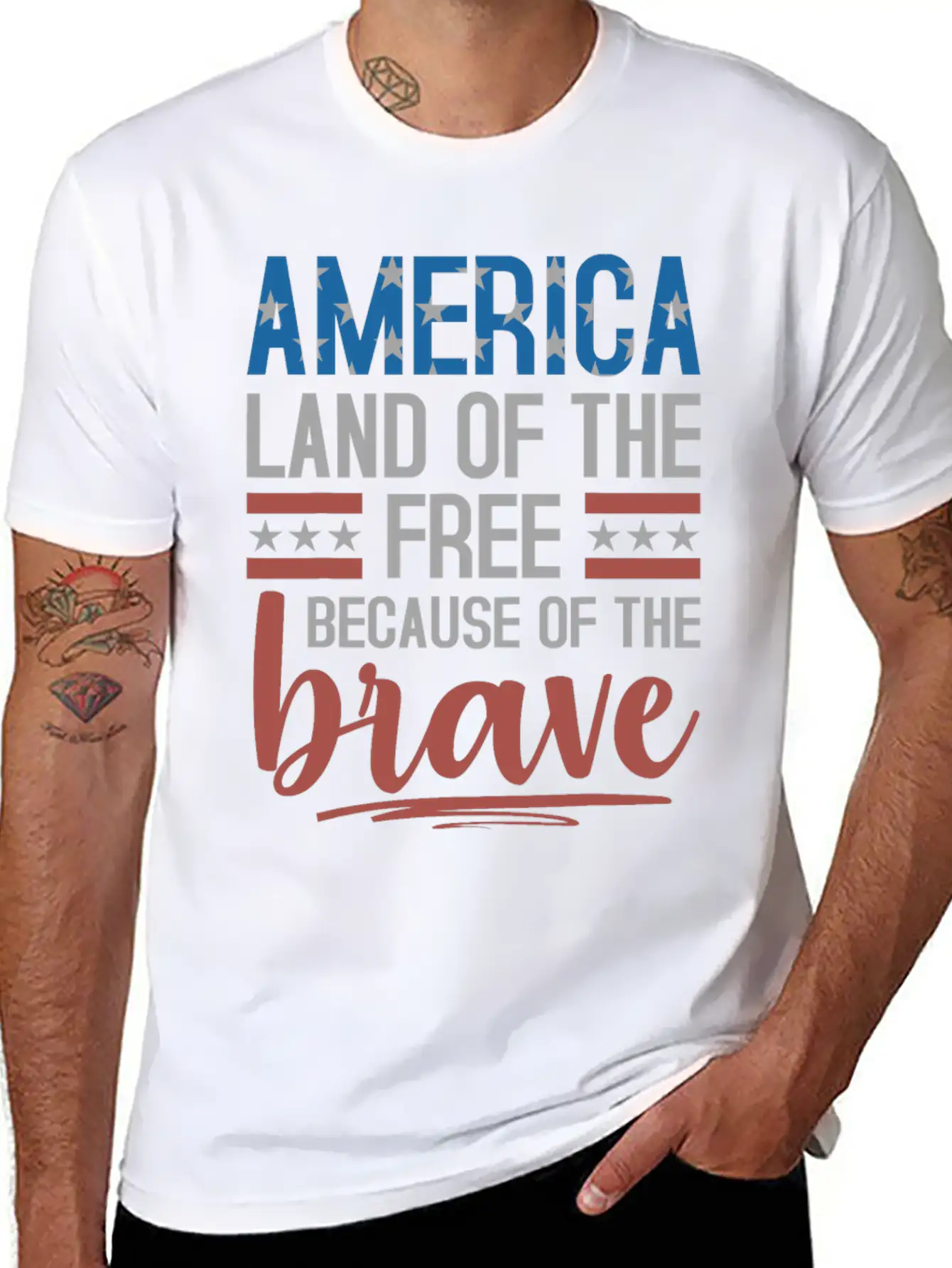 America Land Of The Free Because Of The Brave Essential Unisex Summer Tee – Soft Cotton Casual Fit