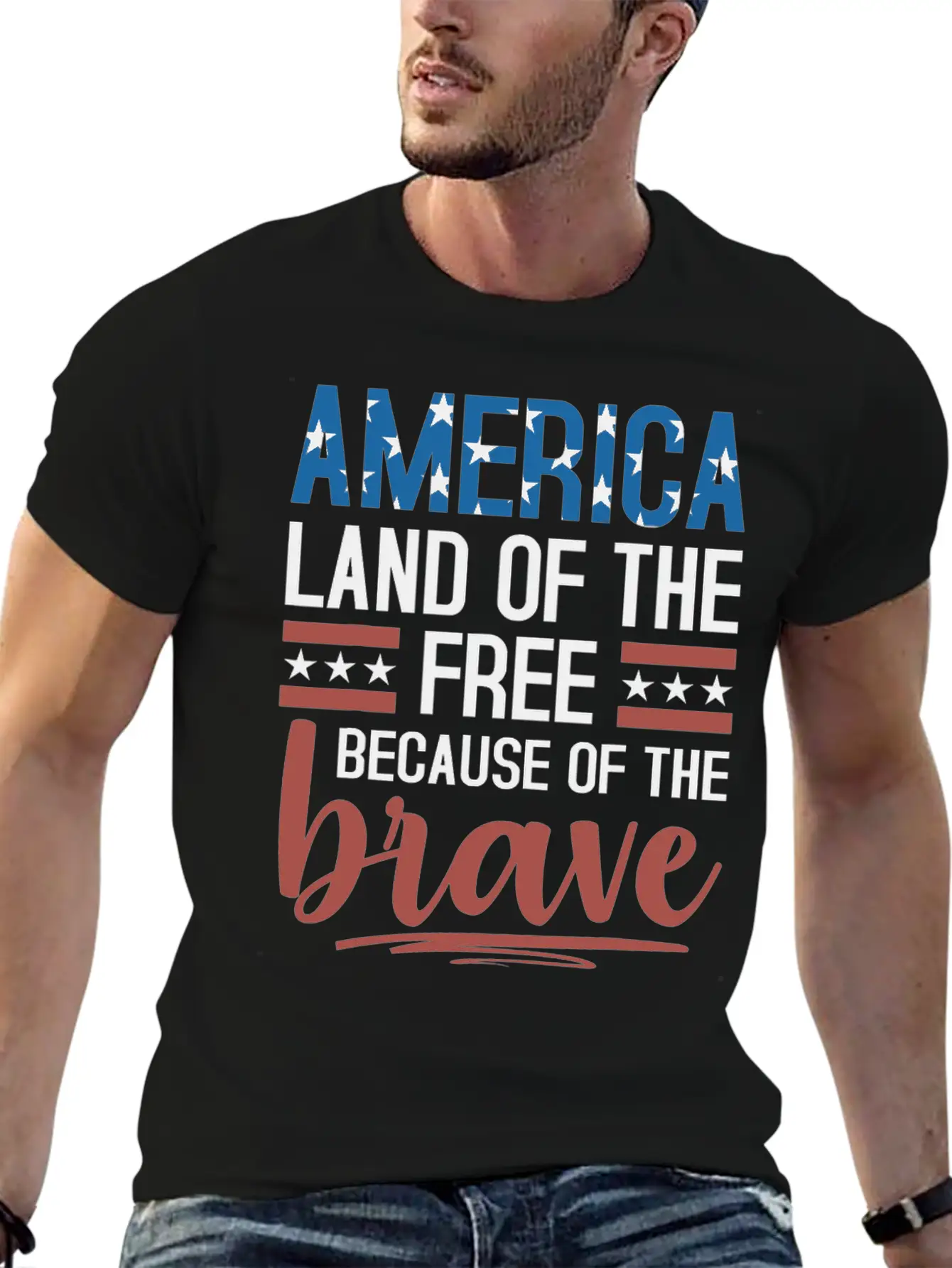 America Land Of The Free Because Of The Brave Essential Unisex Summer Tee – Soft Cotton Casual Fit