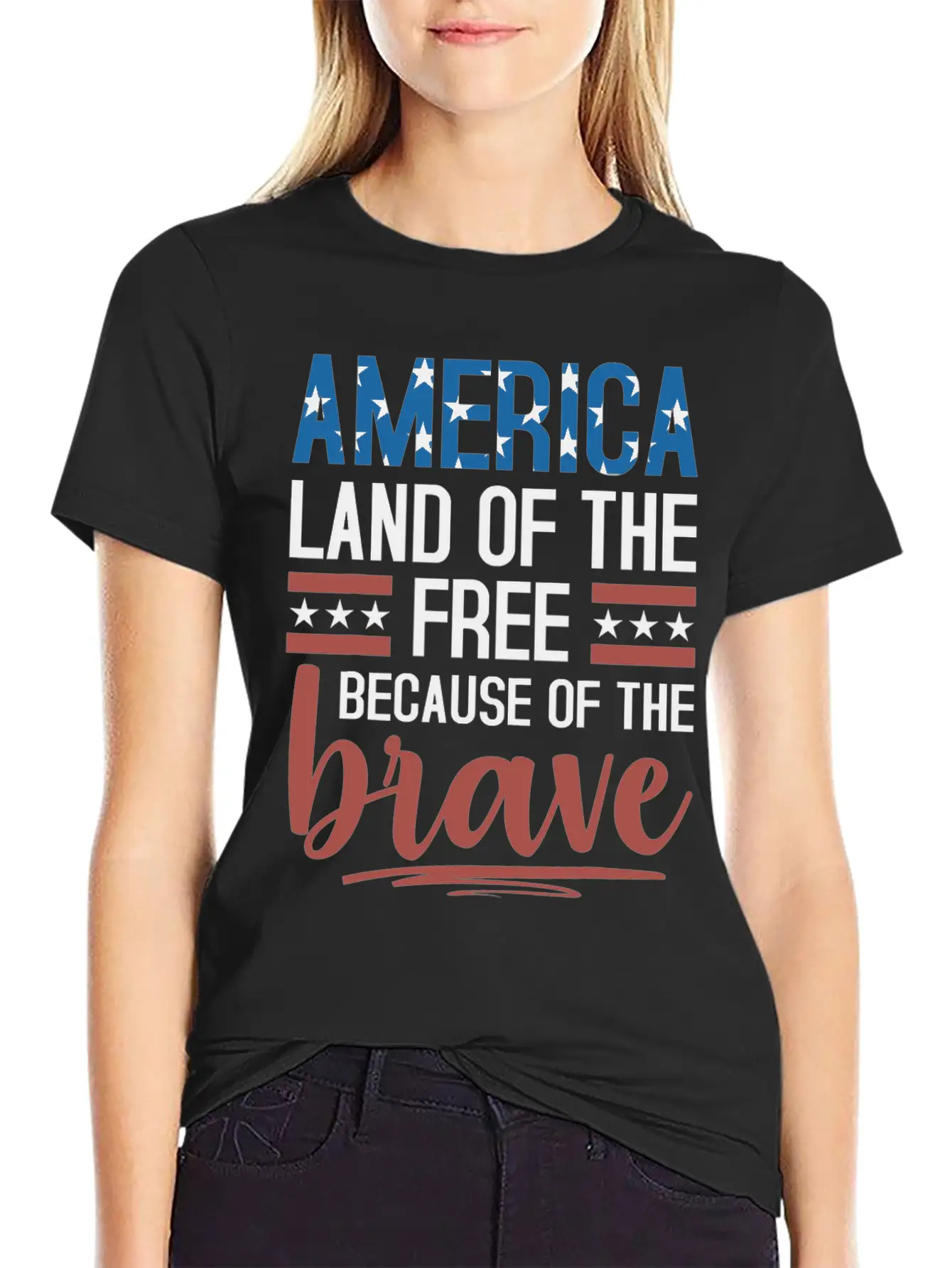 America Land Of The Free Because Of The Brave Essential Unisex Summer Tee – Soft Cotton Casual Fit