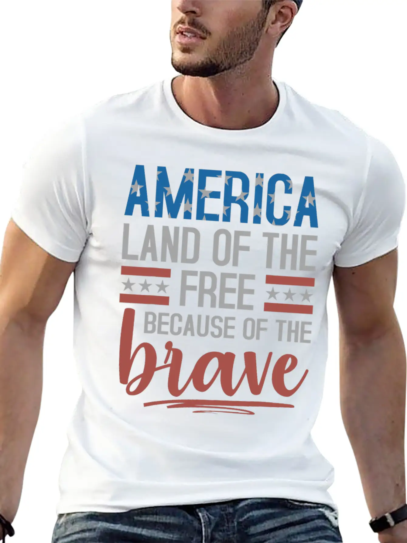 America Land Of The Free Because Of The Brave Essential Unisex Summer Tee – Soft Cotton Casual Fit