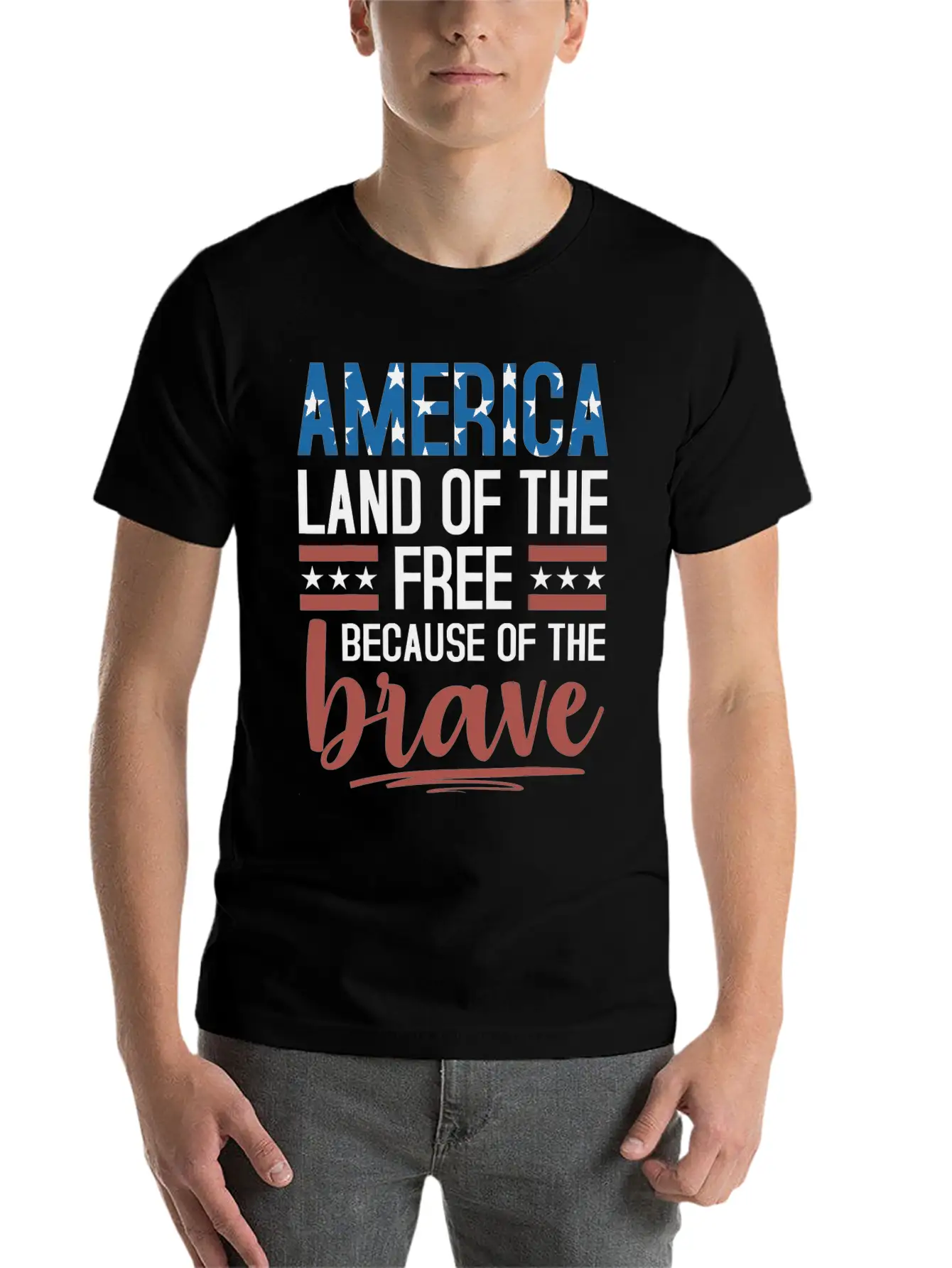 America Land Of The Free Because Of The Brave Essential Unisex Summer Tee – Soft Cotton Casual Fit