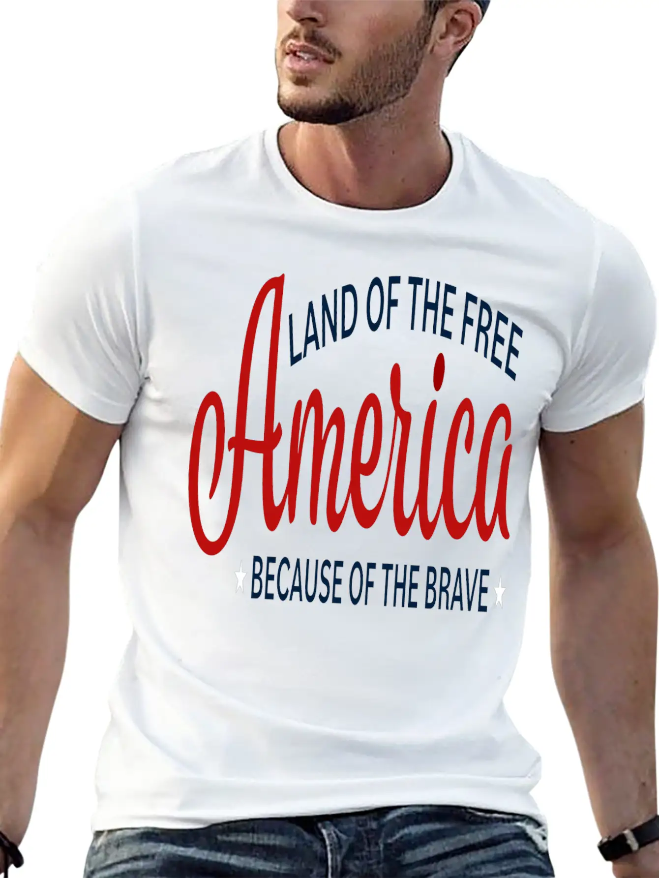 America Land Of The Free Because Of The Brave Unisex Casual T-Shirt – Clean Design For Daily Comfort