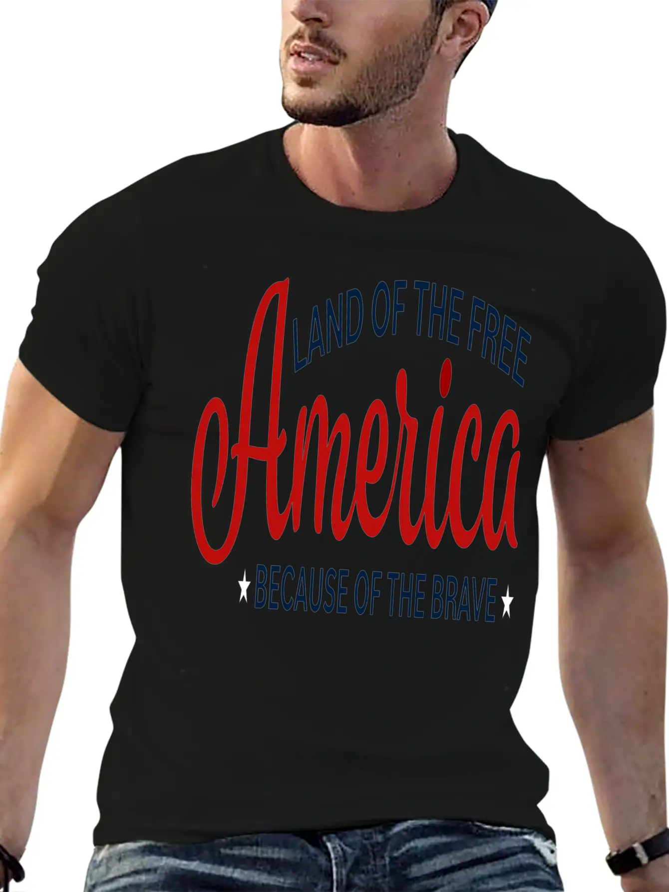 America Land Of The Free Because Of The Brave Unisex Casual T-Shirt – Clean Design For Daily Comfort