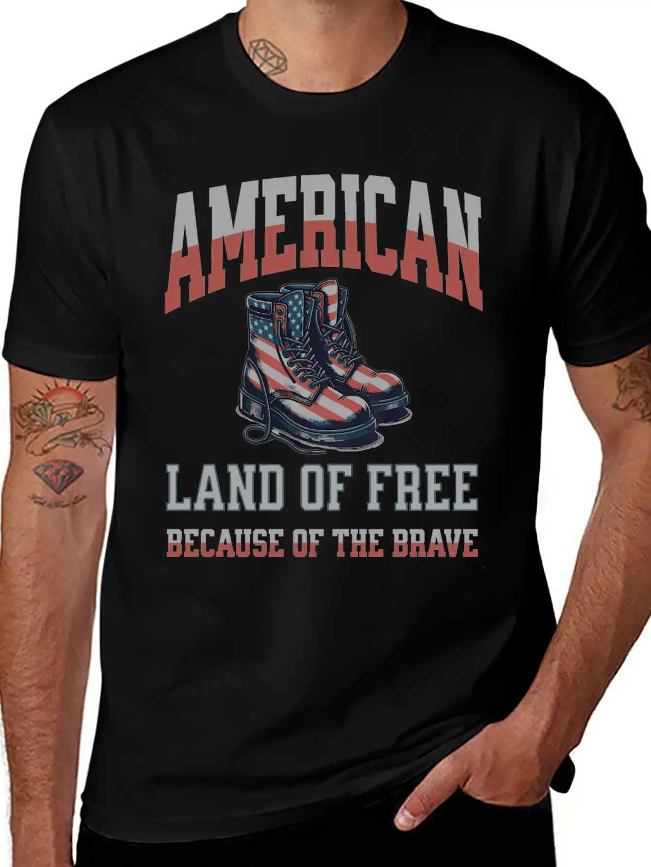 America Land Of The Free Because Of The Brave Unisex Short Sleeve Soft Cotton T-Shirt – Casual Everyday Wear