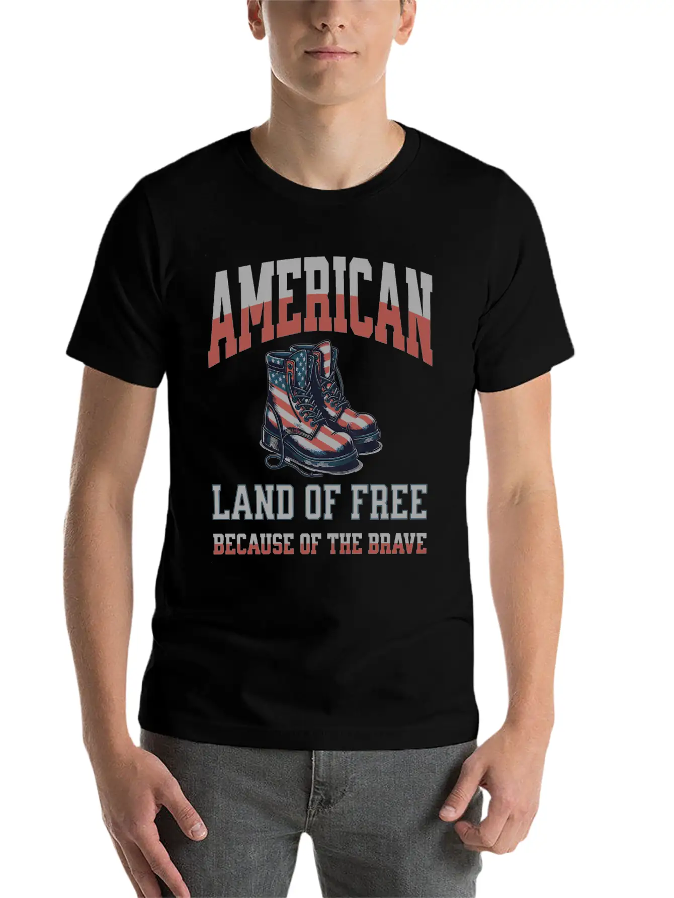 America Land Of The Free Because Of The Brave Unisex Short Sleeve Soft Cotton T-Shirt – Casual Everyday Wear