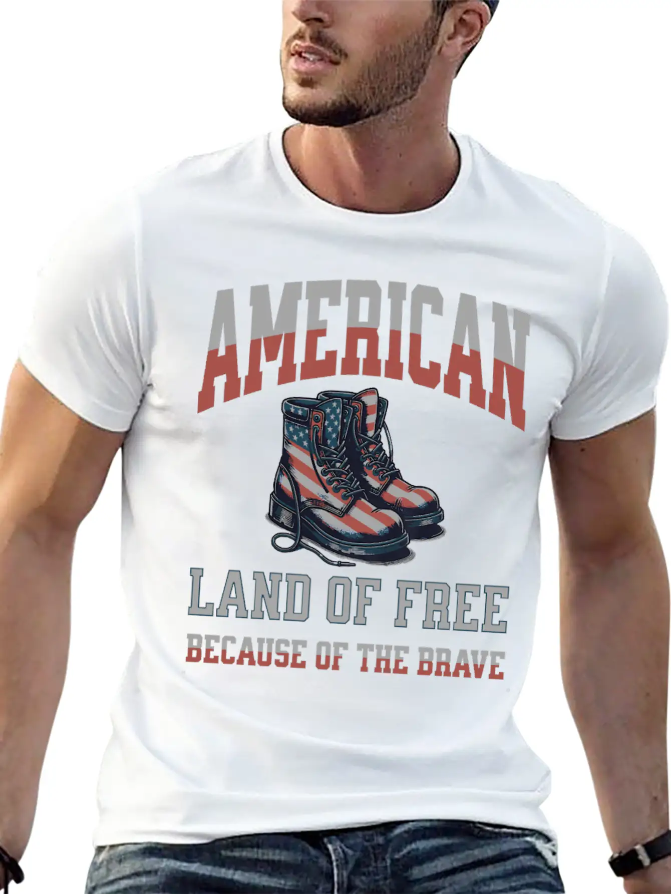 America Land Of The Free Because Of The Brave Unisex Short Sleeve Soft Cotton T-Shirt – Casual Everyday Wear