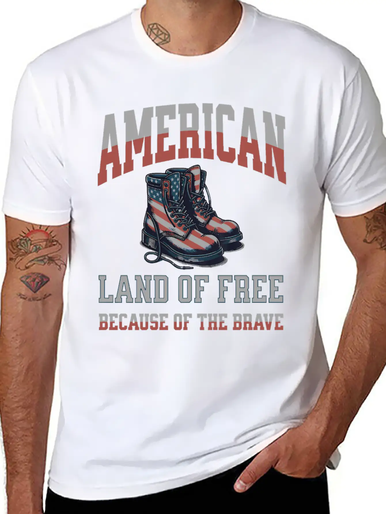 America Land Of The Free Because Of The Brave Unisex Short Sleeve Soft Cotton T-Shirt – Casual Everyday Wear