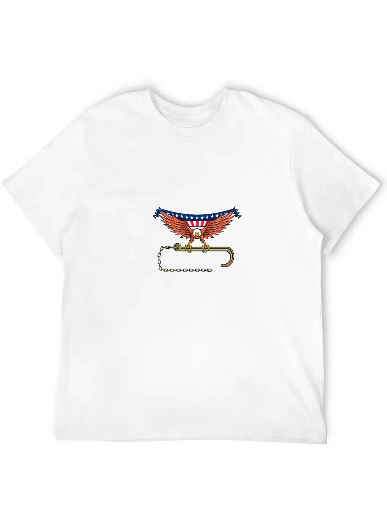 American Eagle Clutching Towing J Hook USA Flag Re Unisex Short Sleeve Soft Cotton T-Shirt – Casual Everyday Wear