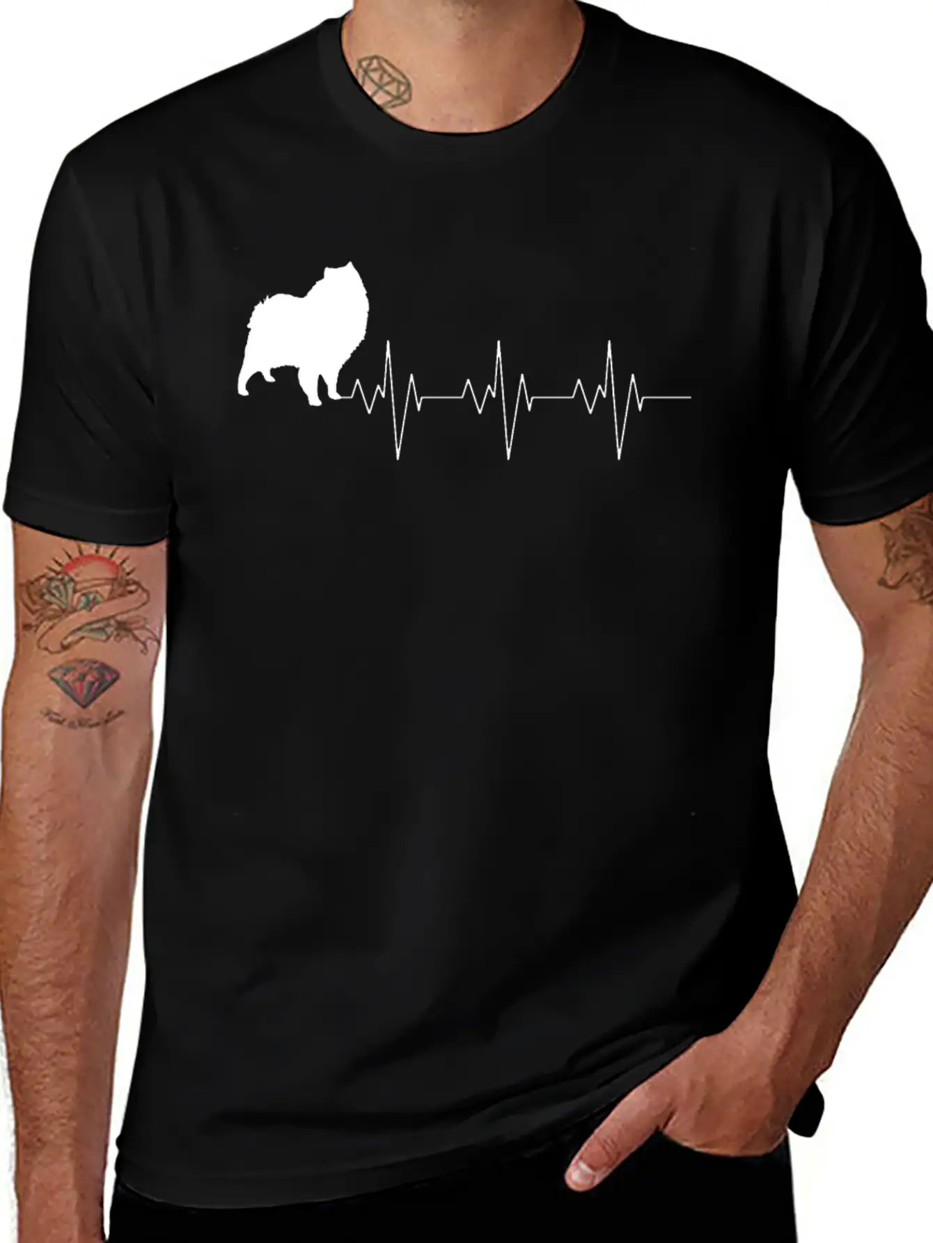 American Eskimo Dog Heart Beat Gift Shirt Stylish Everyday T-Shirt – Unisex Basic Cotton Tee