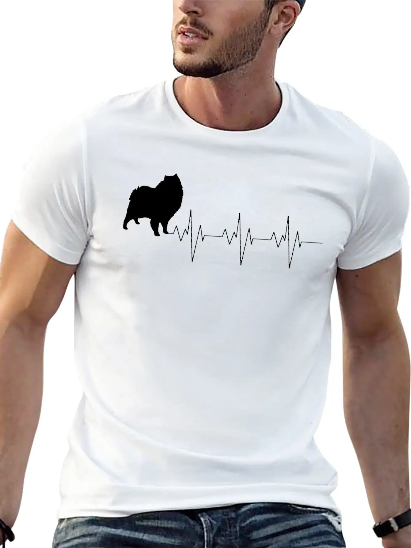 American Eskimo Dog Heart Beat Gift Shirt Stylish Everyday T-Shirt – Unisex Basic Cotton Tee