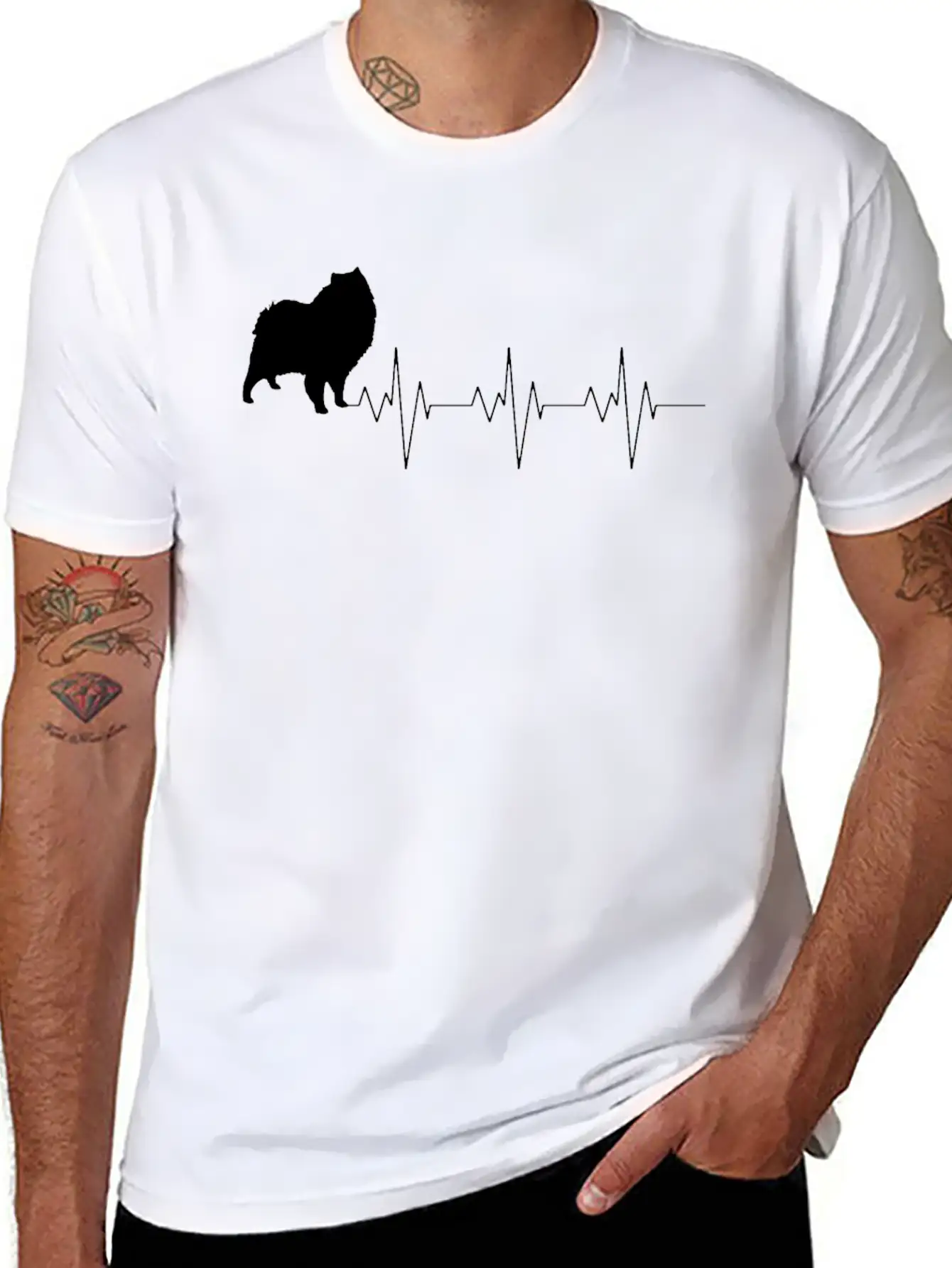 American Eskimo Dog Heart Beat Gift Shirt Stylish Everyday T-Shirt – Unisex Basic Cotton Tee