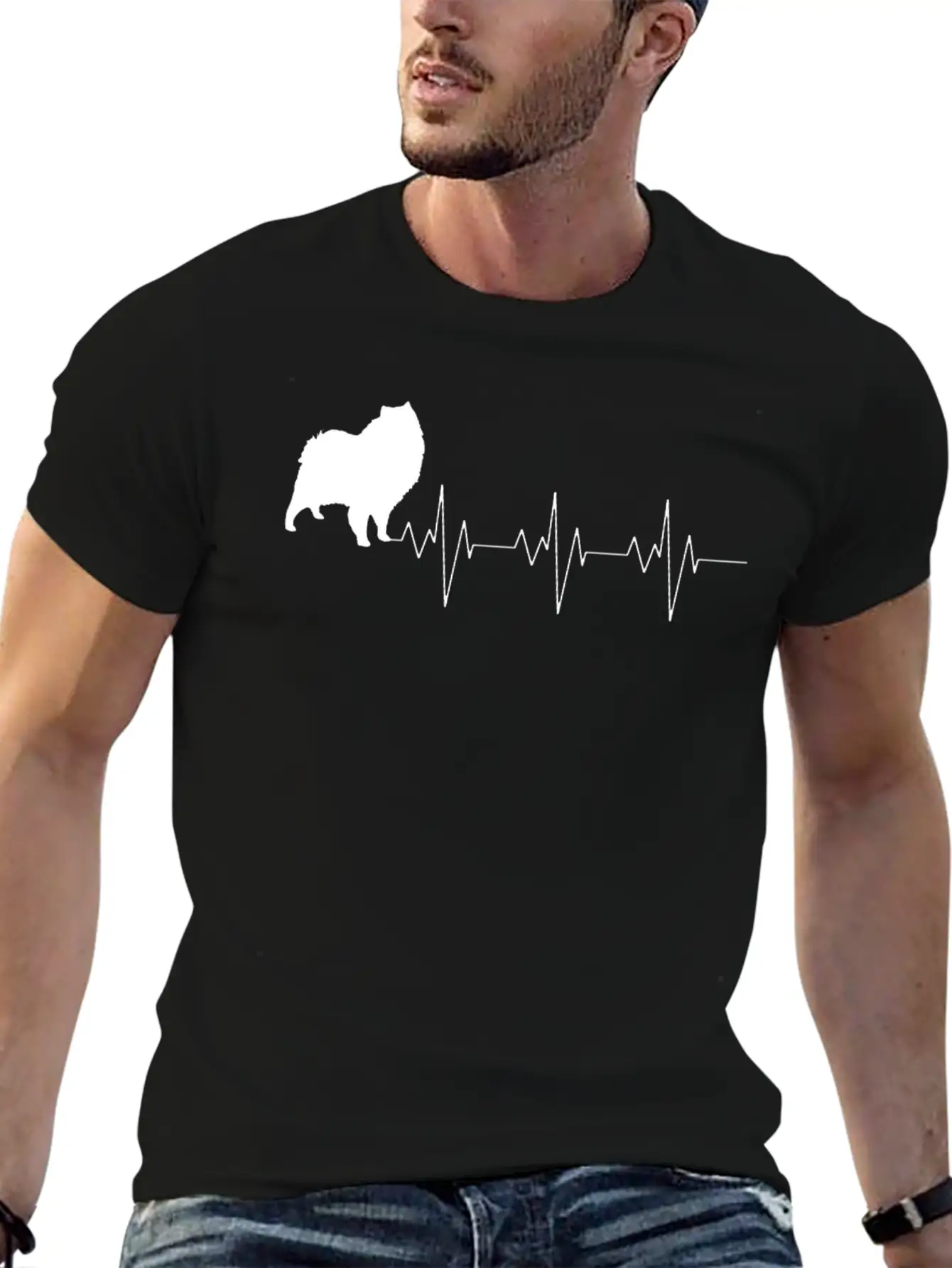 American Eskimo Dog Heart Beat Gift Shirt Stylish Everyday T-Shirt – Unisex Basic Cotton Tee