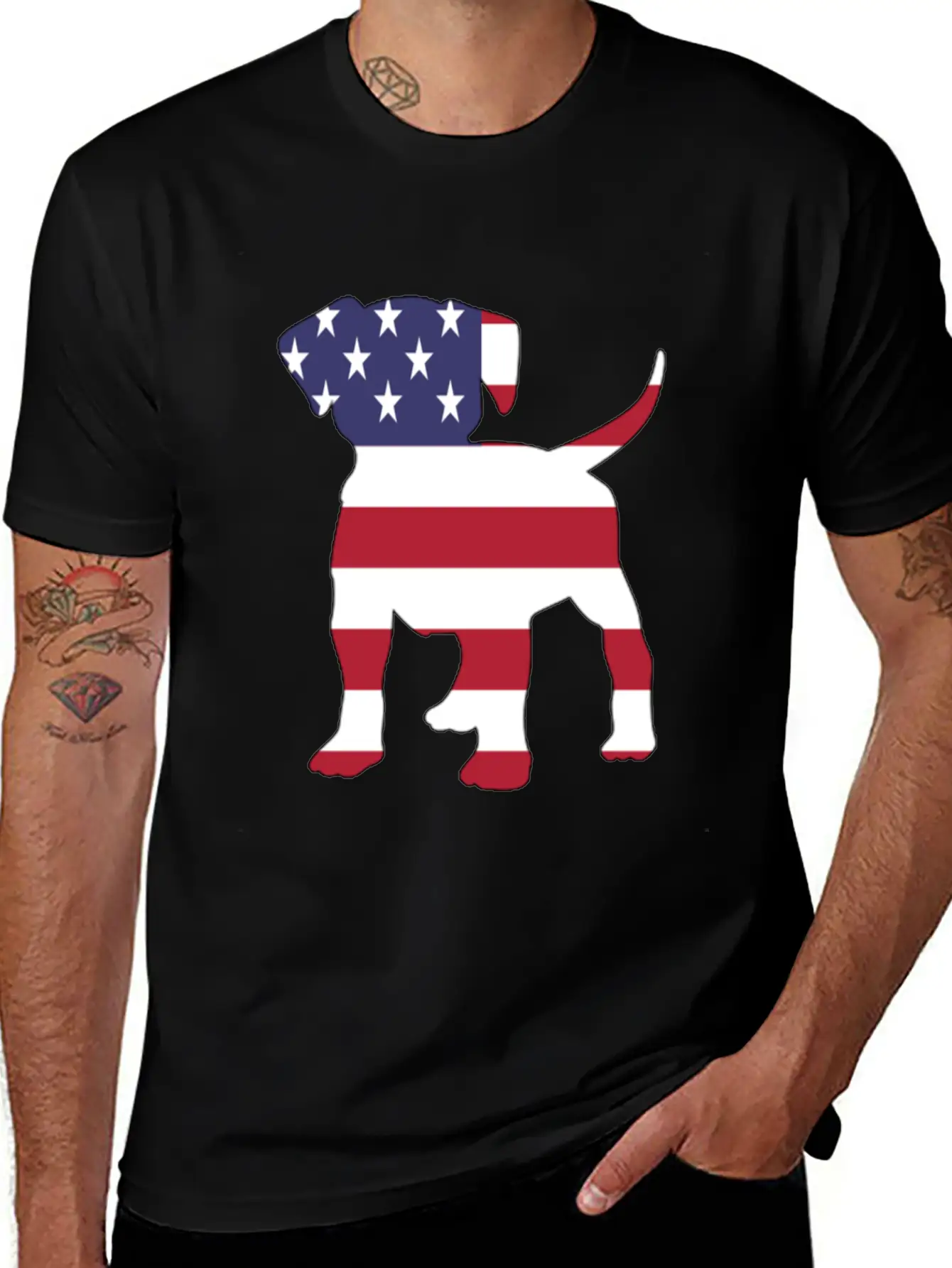 American Flag Puppy Happy 4th Of July Unisex Short Sleeve Soft Cotton T-Shirt – Casual Everyday Wear