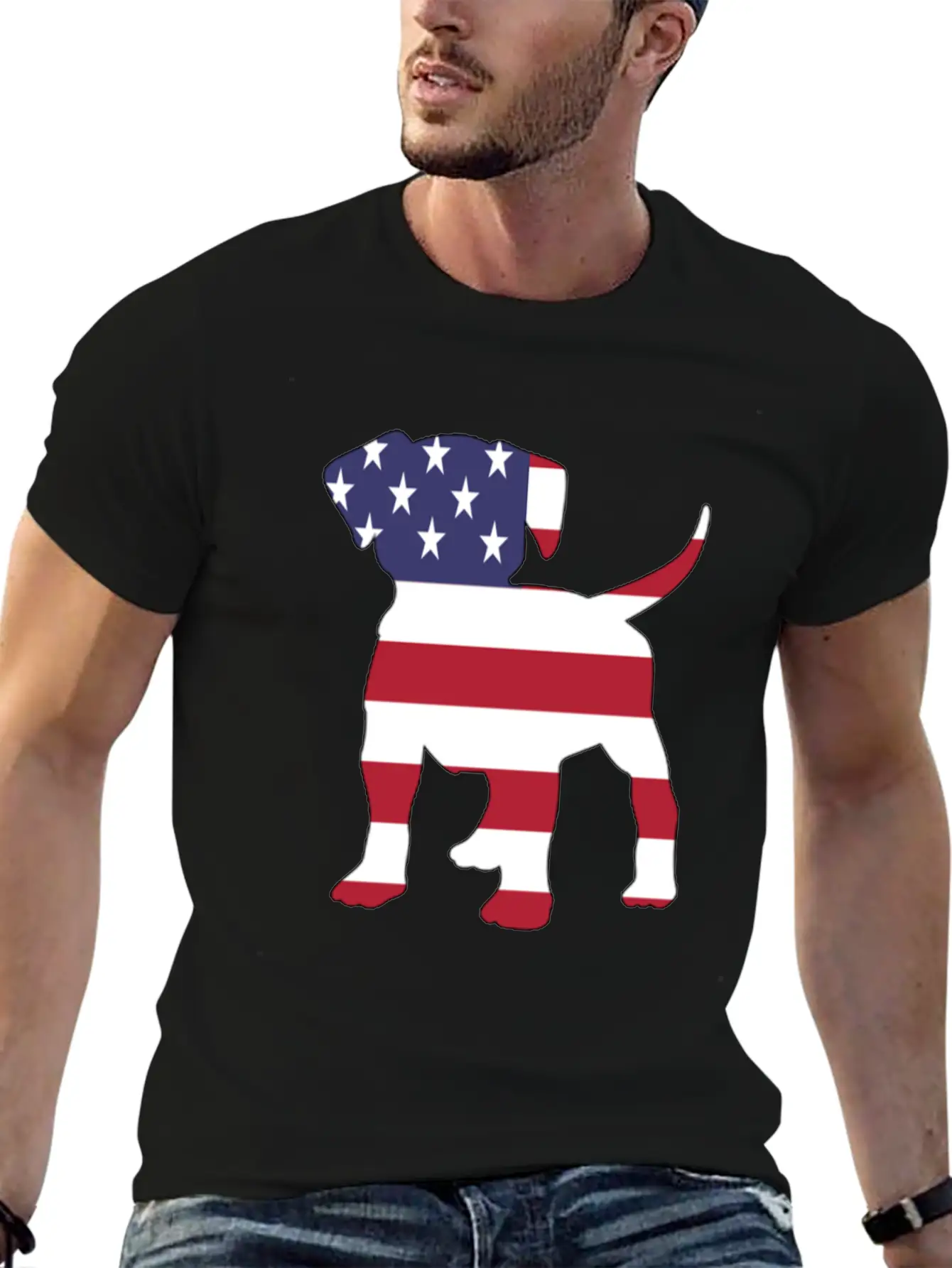 American Flag Puppy Happy 4th Of July Unisex Short Sleeve Soft Cotton T-Shirt – Casual Everyday Wear