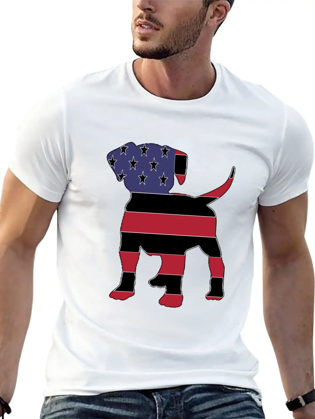 American Flag Puppy Happy 4th Of July Unisex Short Sleeve Soft Cotton T-Shirt – Casual Everyday Wear