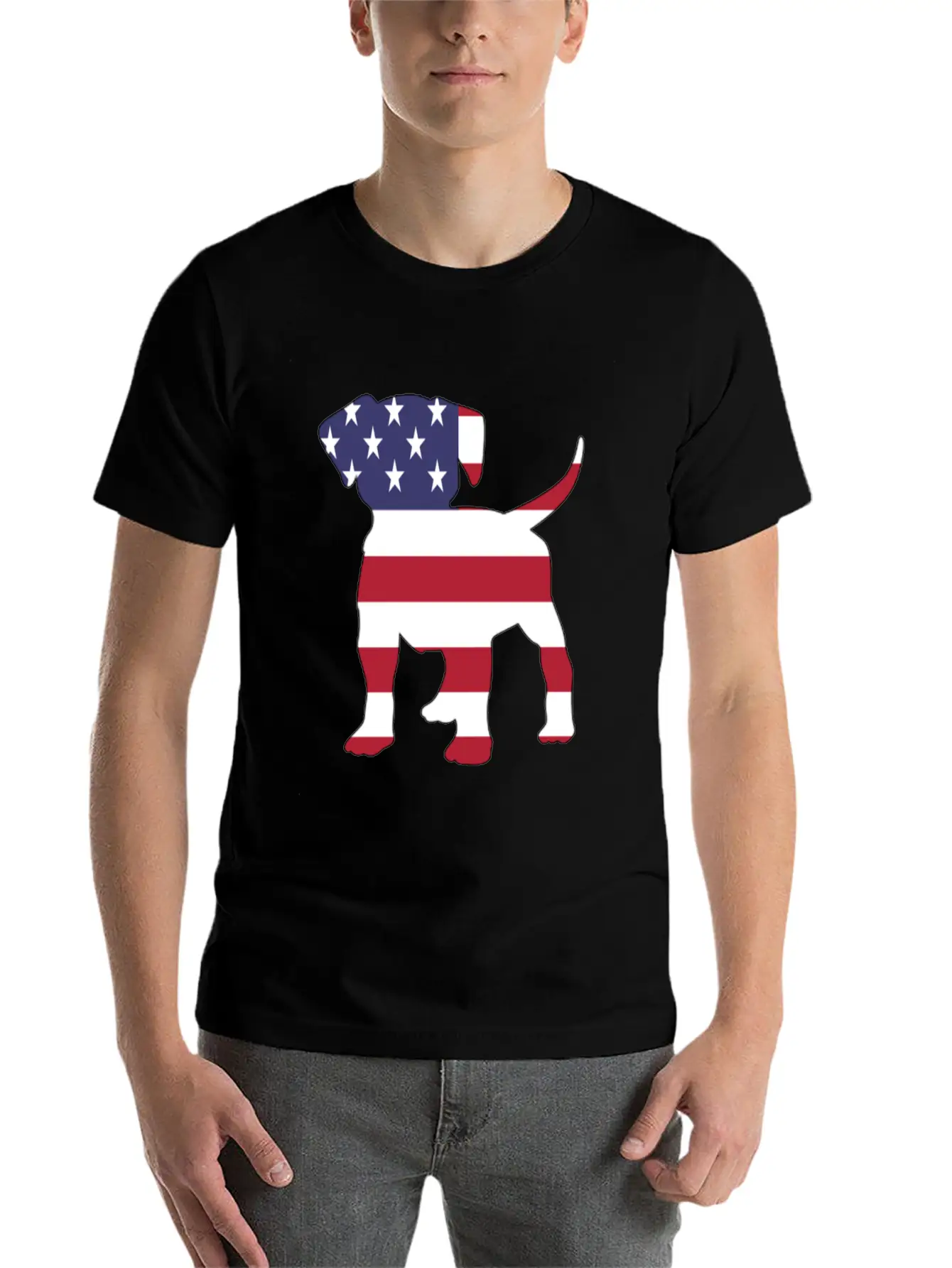 American Flag Puppy Happy 4th Of July Unisex Short Sleeve Soft Cotton T-Shirt – Casual Everyday Wear