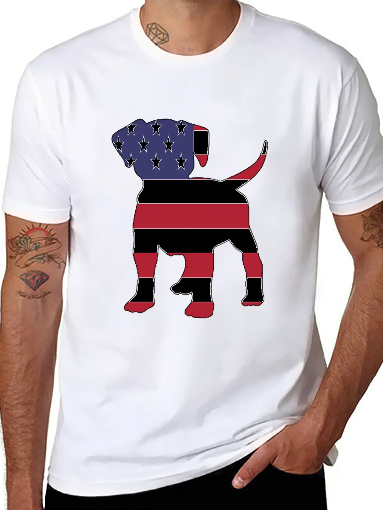 American Flag Puppy Happy 4th Of July Unisex Short Sleeve Soft Cotton T-Shirt – Casual Everyday Wear