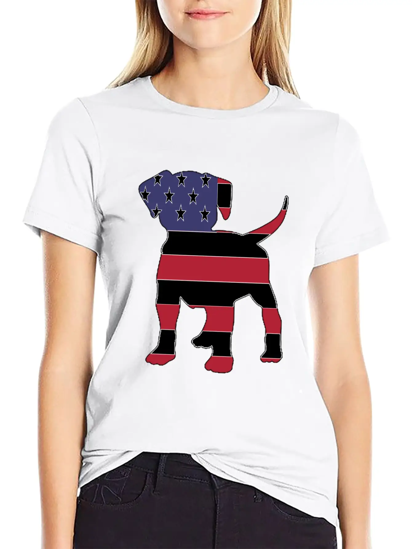 American Flag Puppy Happy 4th Of July Unisex Short Sleeve Soft Cotton T-Shirt – Casual Everyday Wear