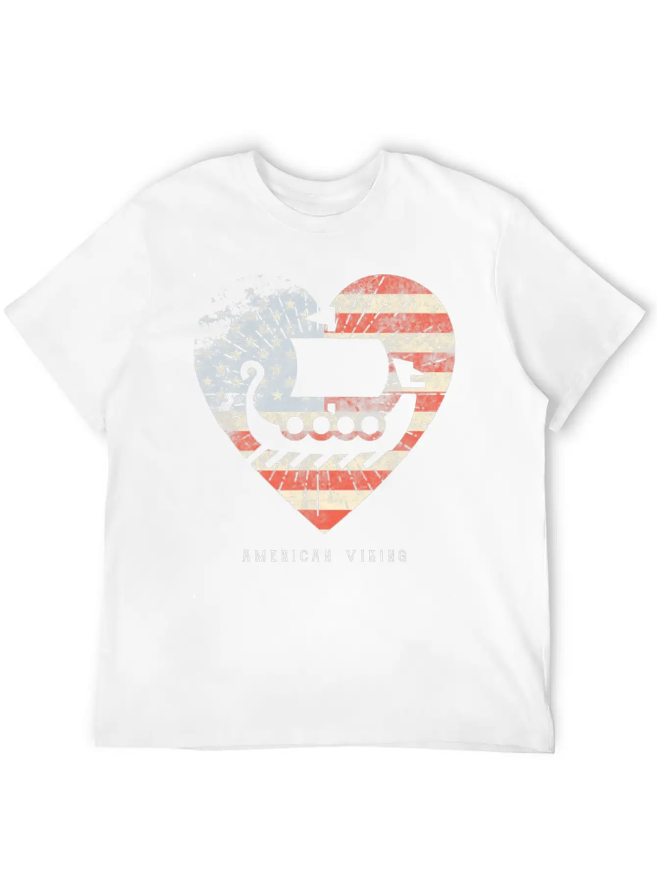 American Flag Viking Boat Stylish Everyday T-Shirt – Unisex Basic Cotton Tee