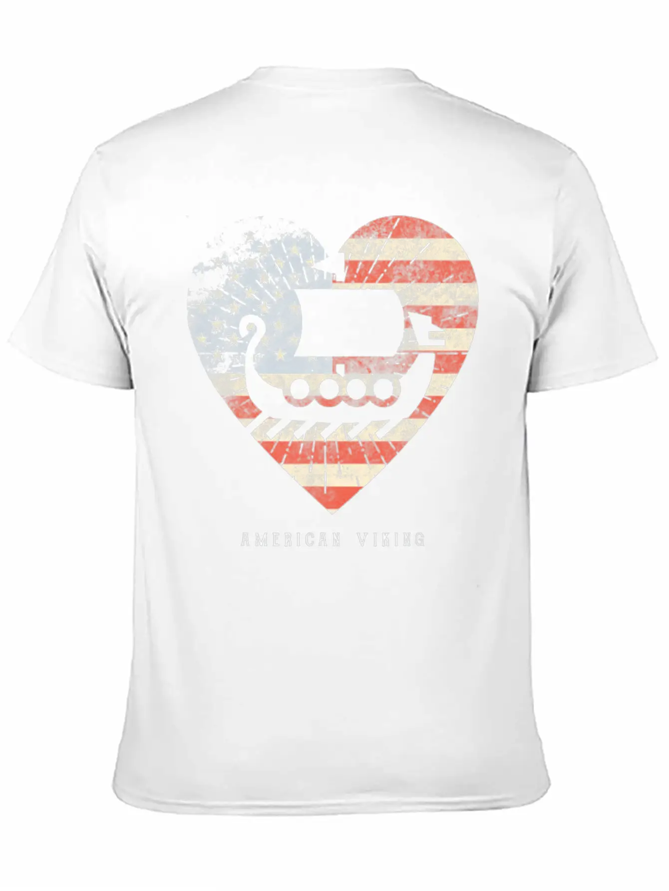 American Flag Viking Boat Stylish Everyday T-Shirt – Unisex Basic Cotton Tee