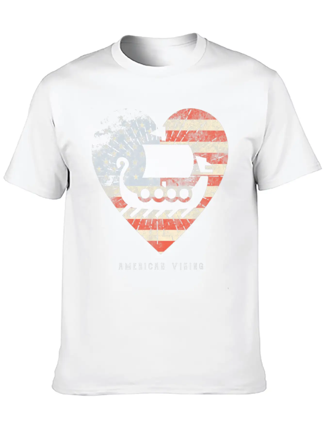 American Flag Viking Boat Stylish Everyday T-Shirt – Unisex Basic Cotton Tee