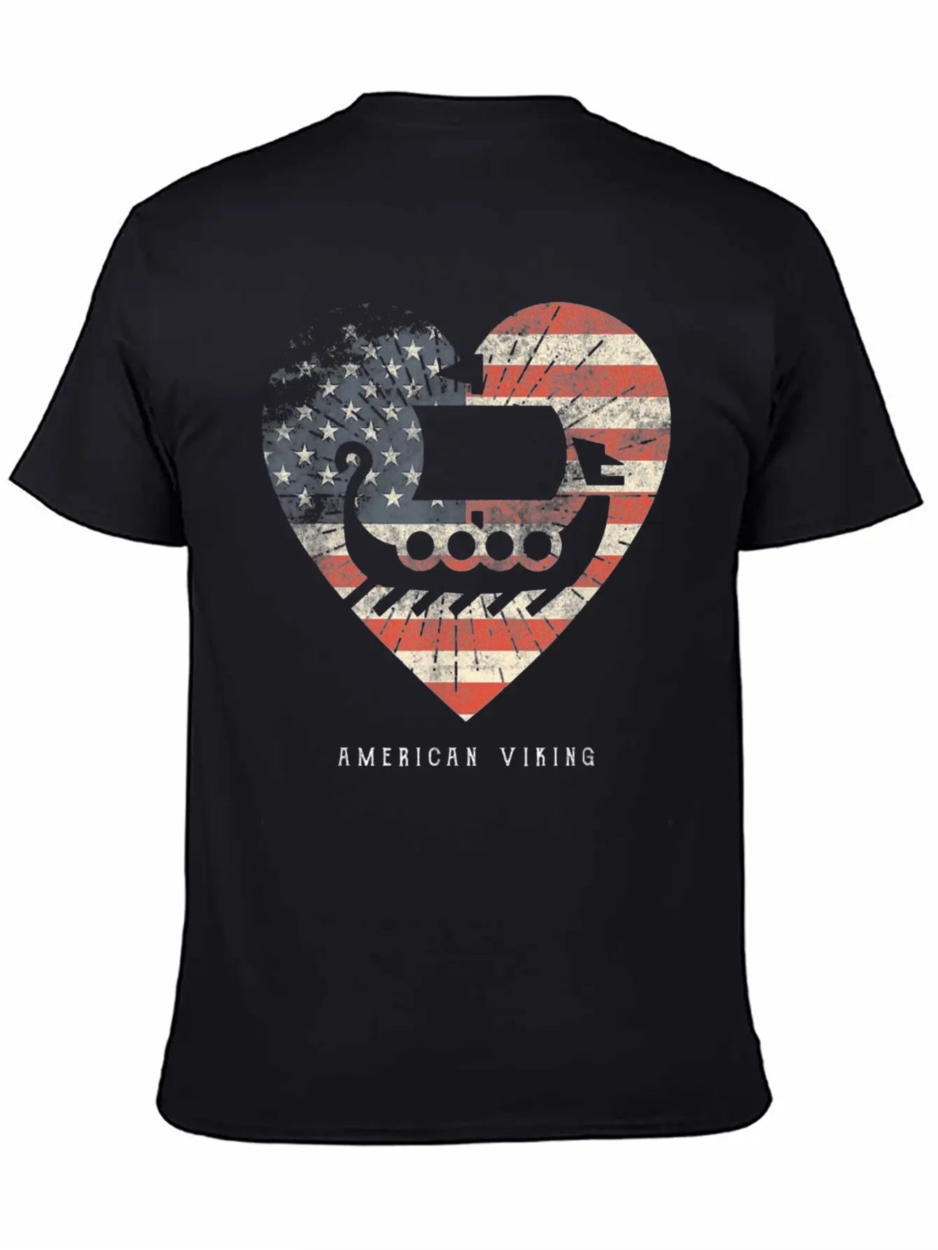 American Flag Viking Boat Stylish Everyday T-Shirt – Unisex Basic Cotton Tee