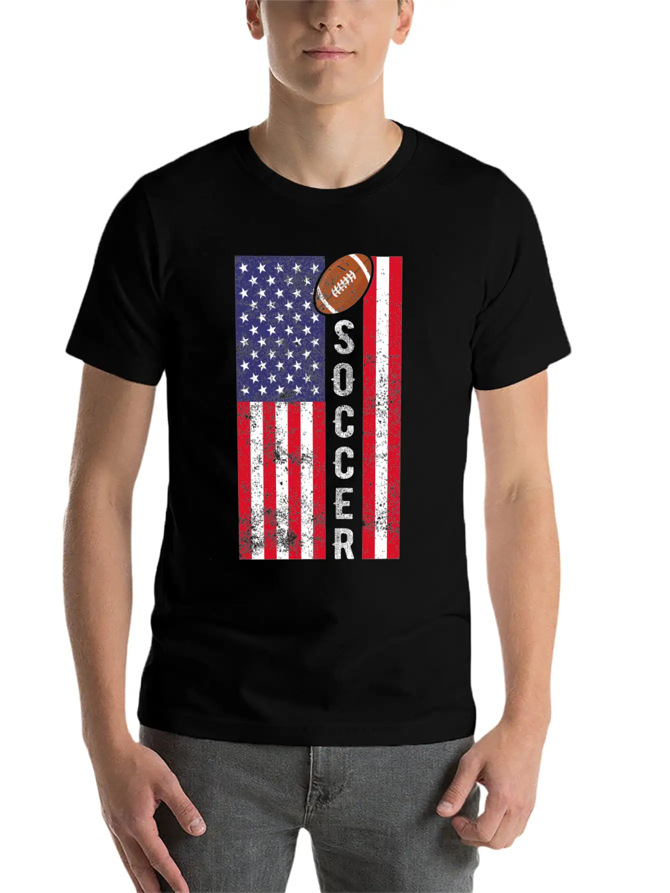 American Football : Soccer Unisex Short Sleeve Soft Cotton T-Shirt – Casual Everyday Wear