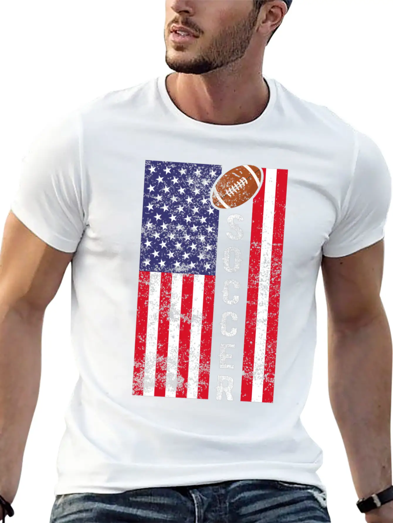 American Football : Soccer Unisex Short Sleeve Soft Cotton T-Shirt – Casual Everyday Wear