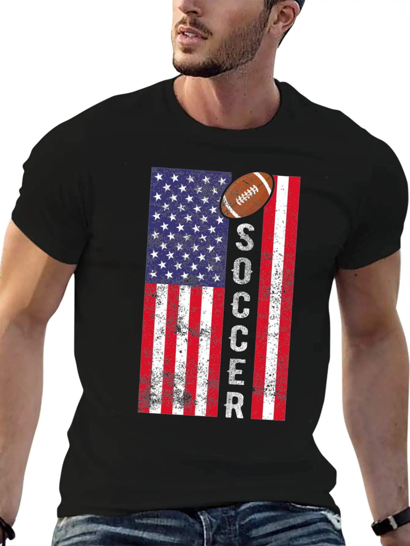 American Football : Soccer Unisex Short Sleeve Soft Cotton T-Shirt – Casual Everyday Wear