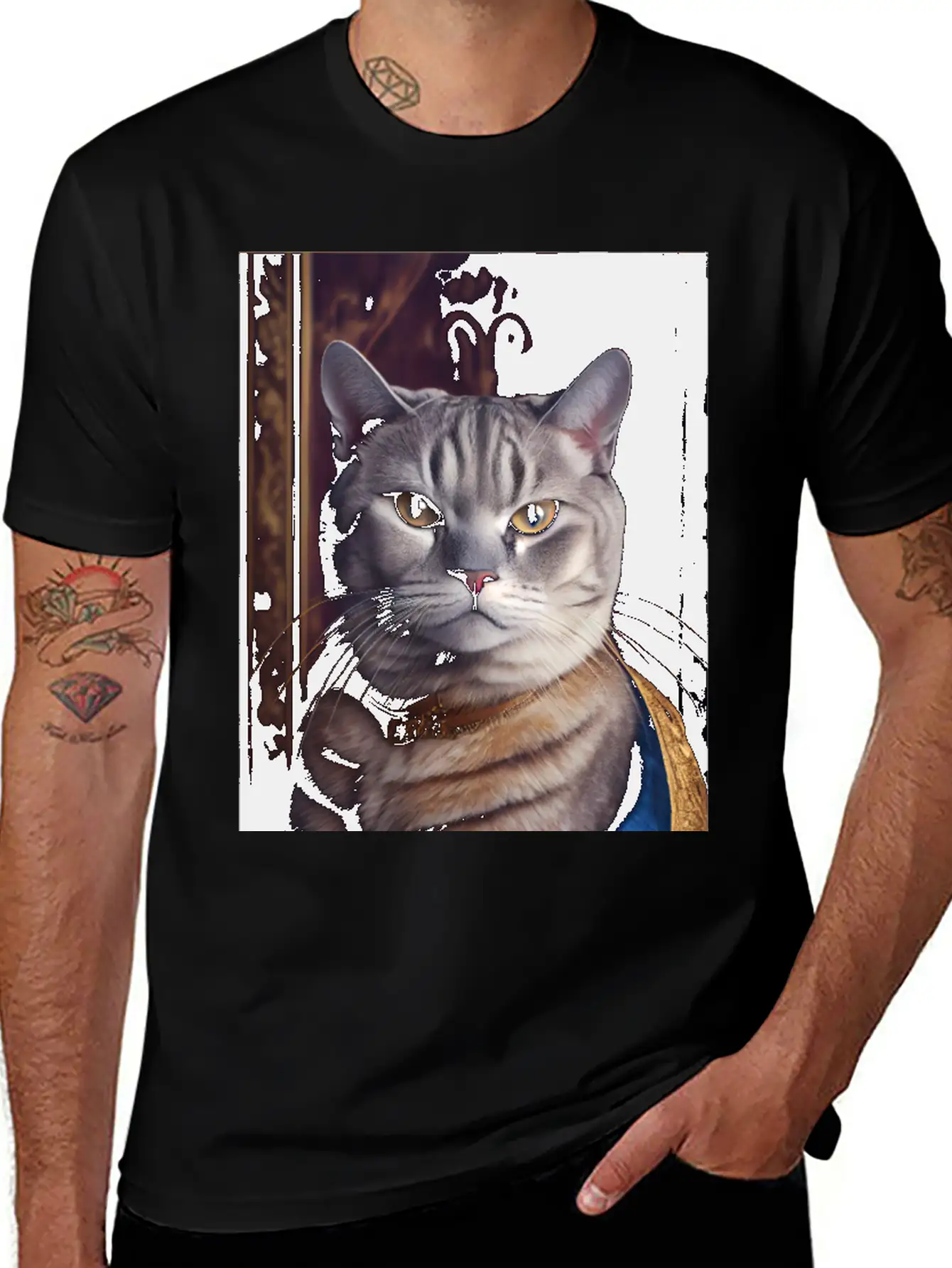 American Shorthair Cat Breed Portrait Royal Renais Basic Graphic T-Shirt – Daily Comfort In Soft Cotton