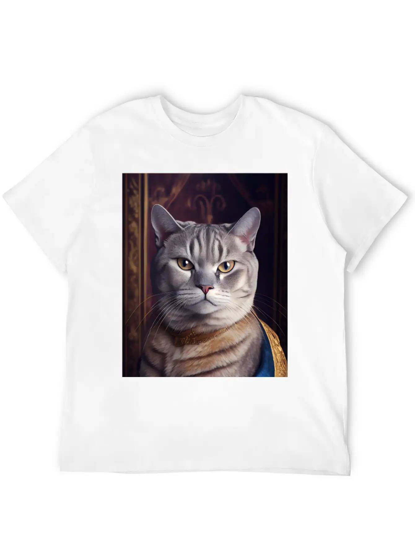 American Shorthair Cat Breed Portrait Royal Renais Basic Graphic T-Shirt – Daily Comfort In Soft Cotton