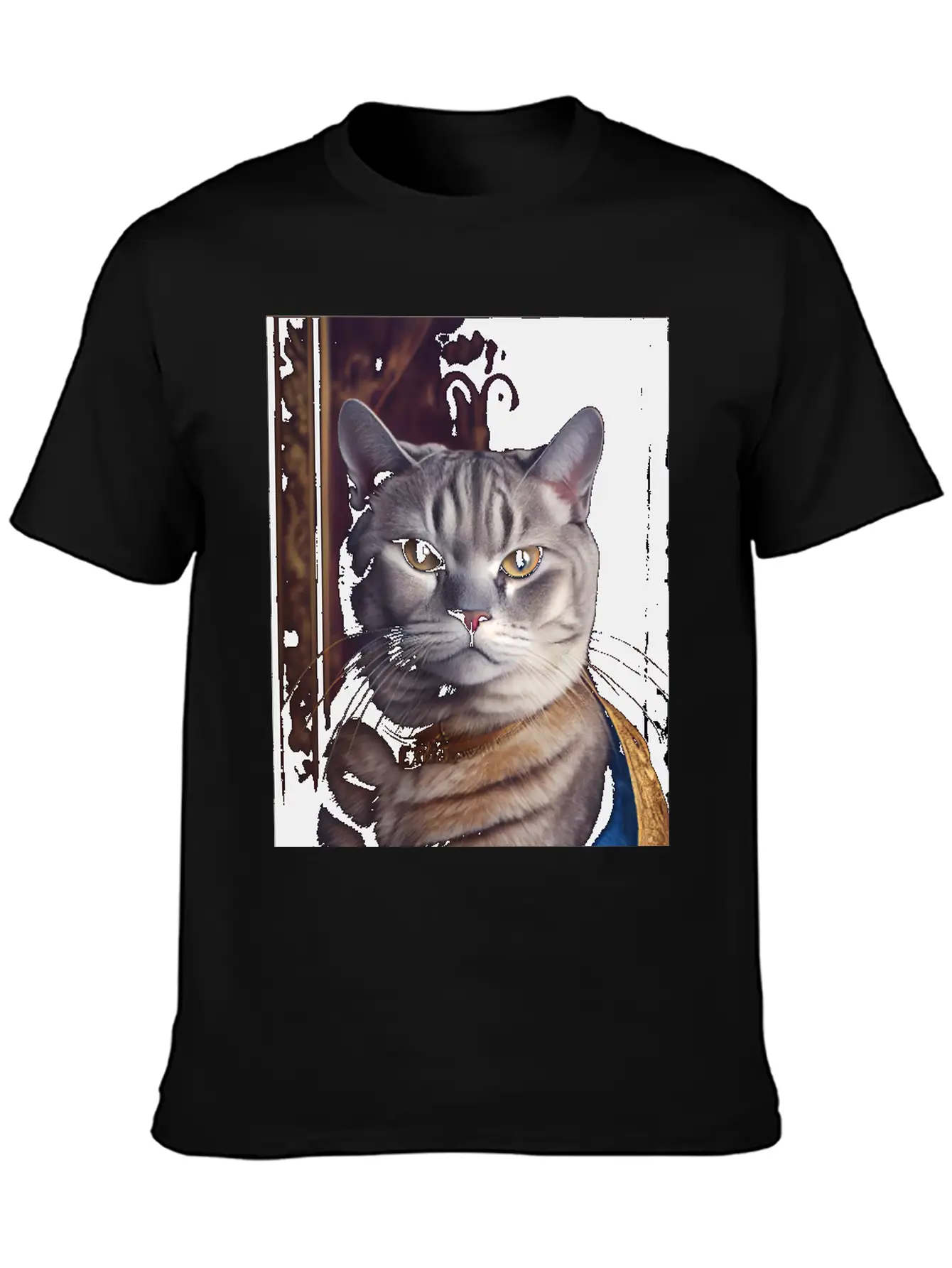 American Shorthair Cat Breed Portrait Royal Renais Basic Graphic T-Shirt – Daily Comfort In Soft Cotton