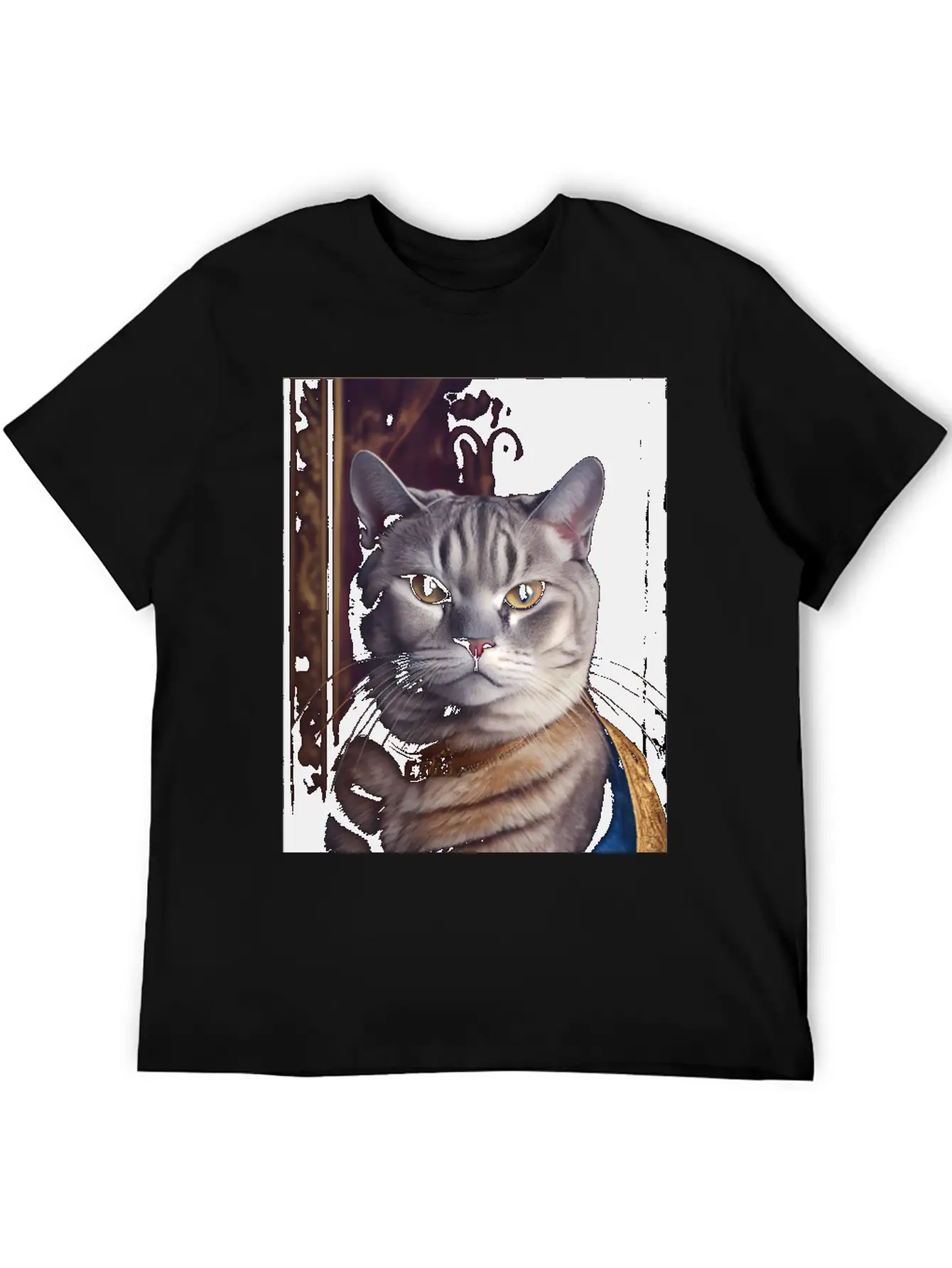 American Shorthair Cat Breed Portrait Royal Renais Basic Graphic T-Shirt – Daily Comfort In Soft Cotton