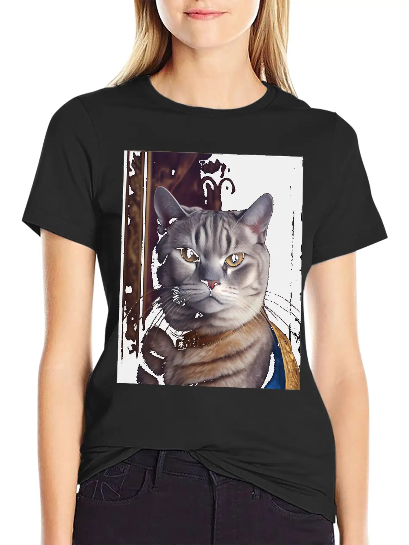 American Shorthair Cat Breed Portrait Royal Renais Basic Graphic T-Shirt – Daily Comfort In Soft Cotton