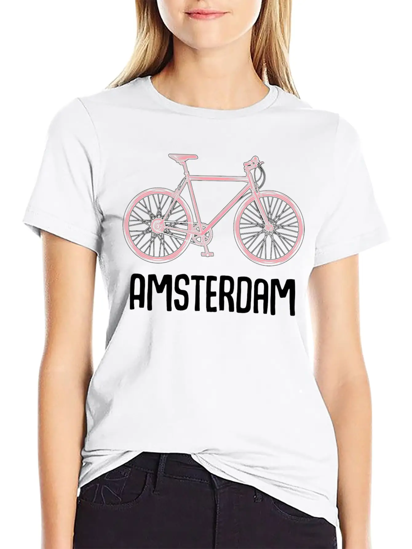 Amsterdam Bike Tourist Vacation City Trip Tour Stylish Everyday T-Shirt – Unisex Basic Cotton Tee