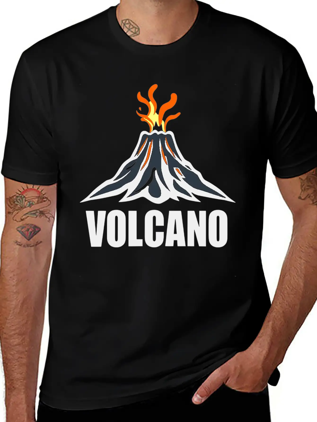 An Orange Eruption Spewing From The Top Volcano Basic Graphic T-Shirt – Daily Comfort In Soft Cotton