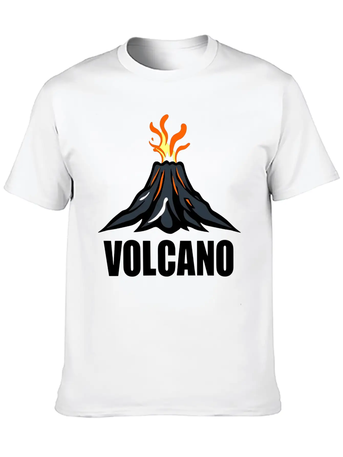 An Orange Eruption Spewing From The Top Volcano Basic Graphic T-Shirt – Daily Comfort In Soft Cotton