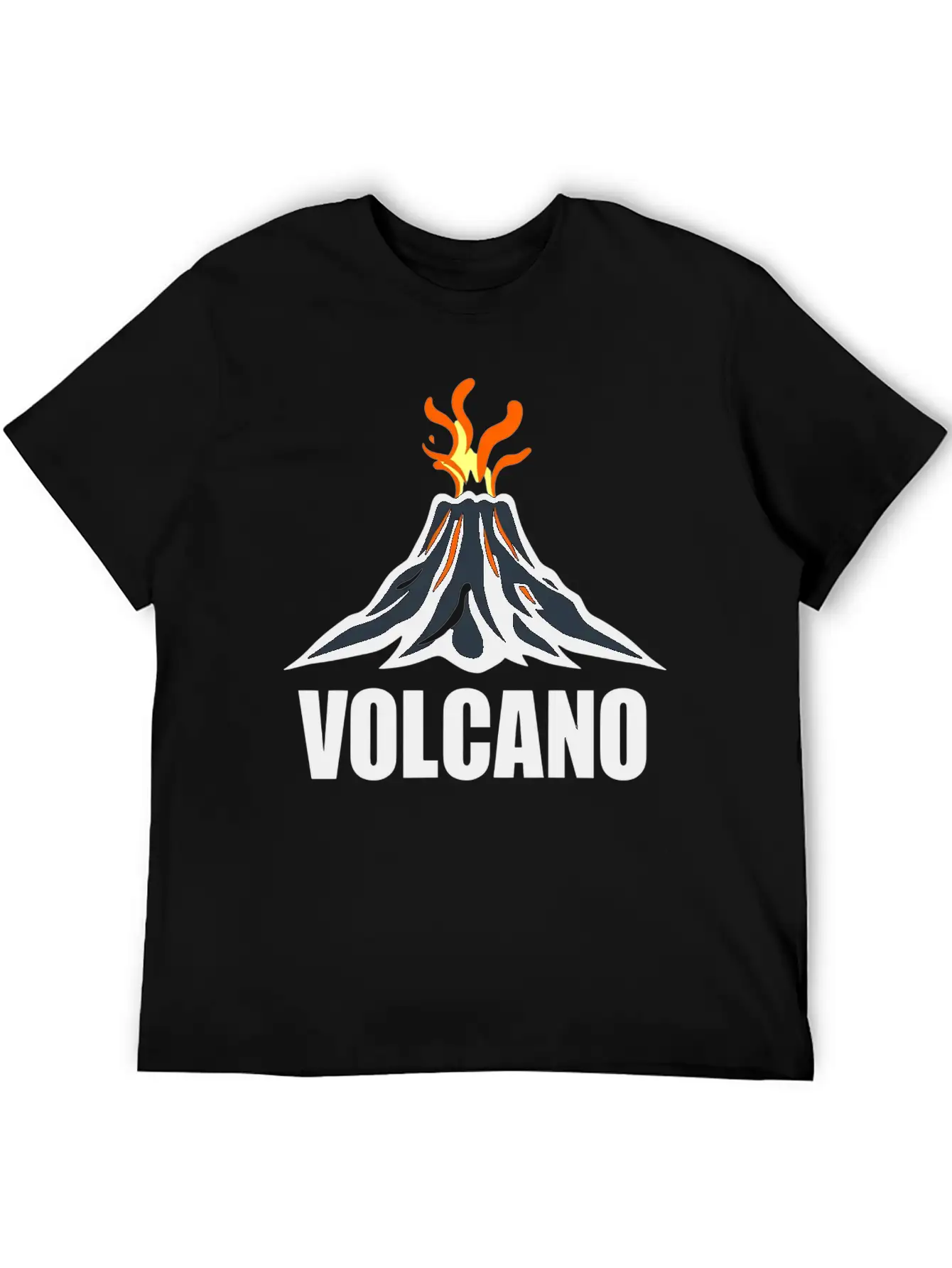 An Orange Eruption Spewing From The Top Volcano Basic Graphic T-Shirt – Daily Comfort In Soft Cotton