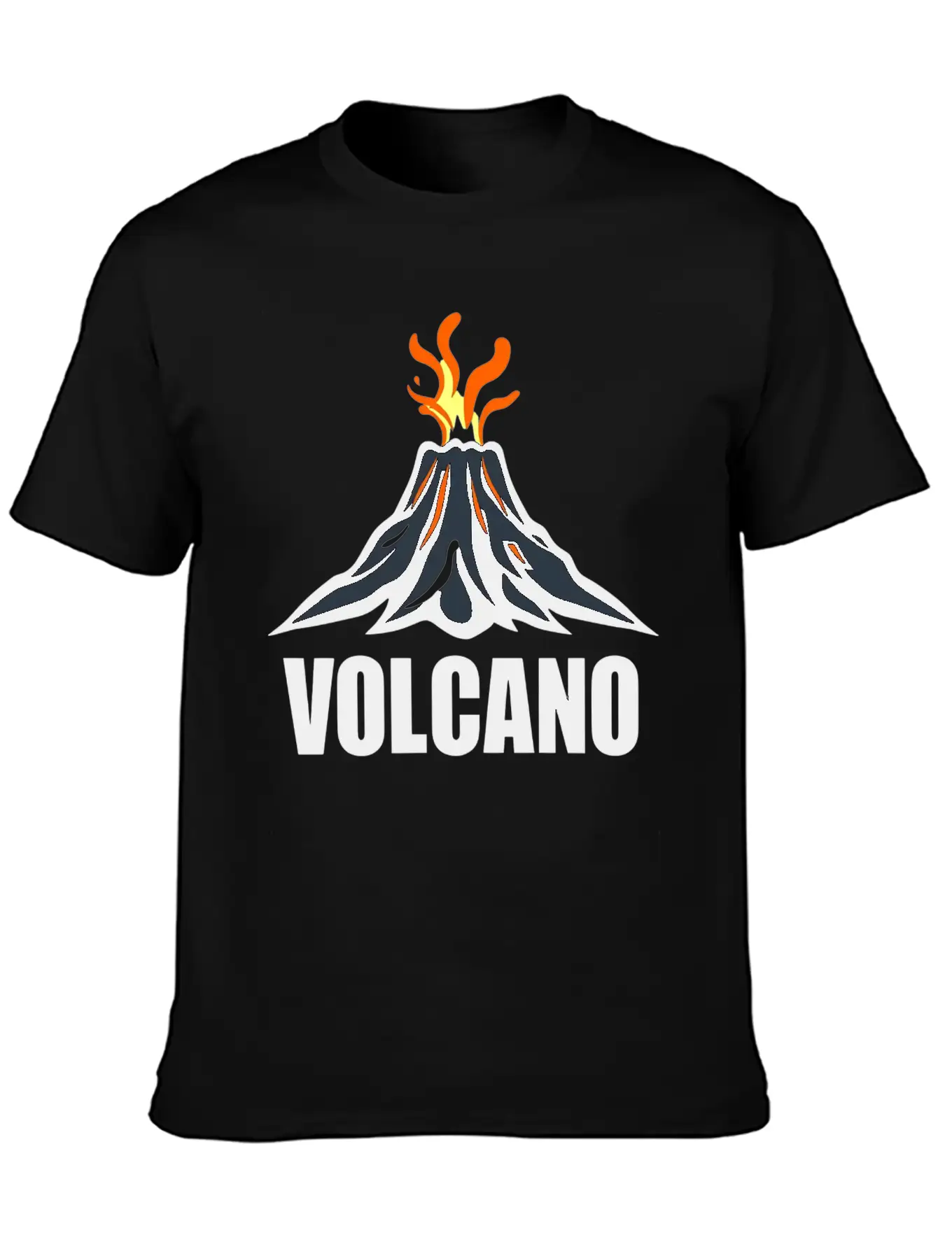 An Orange Eruption Spewing From The Top Volcano Basic Graphic T-Shirt – Daily Comfort In Soft Cotton
