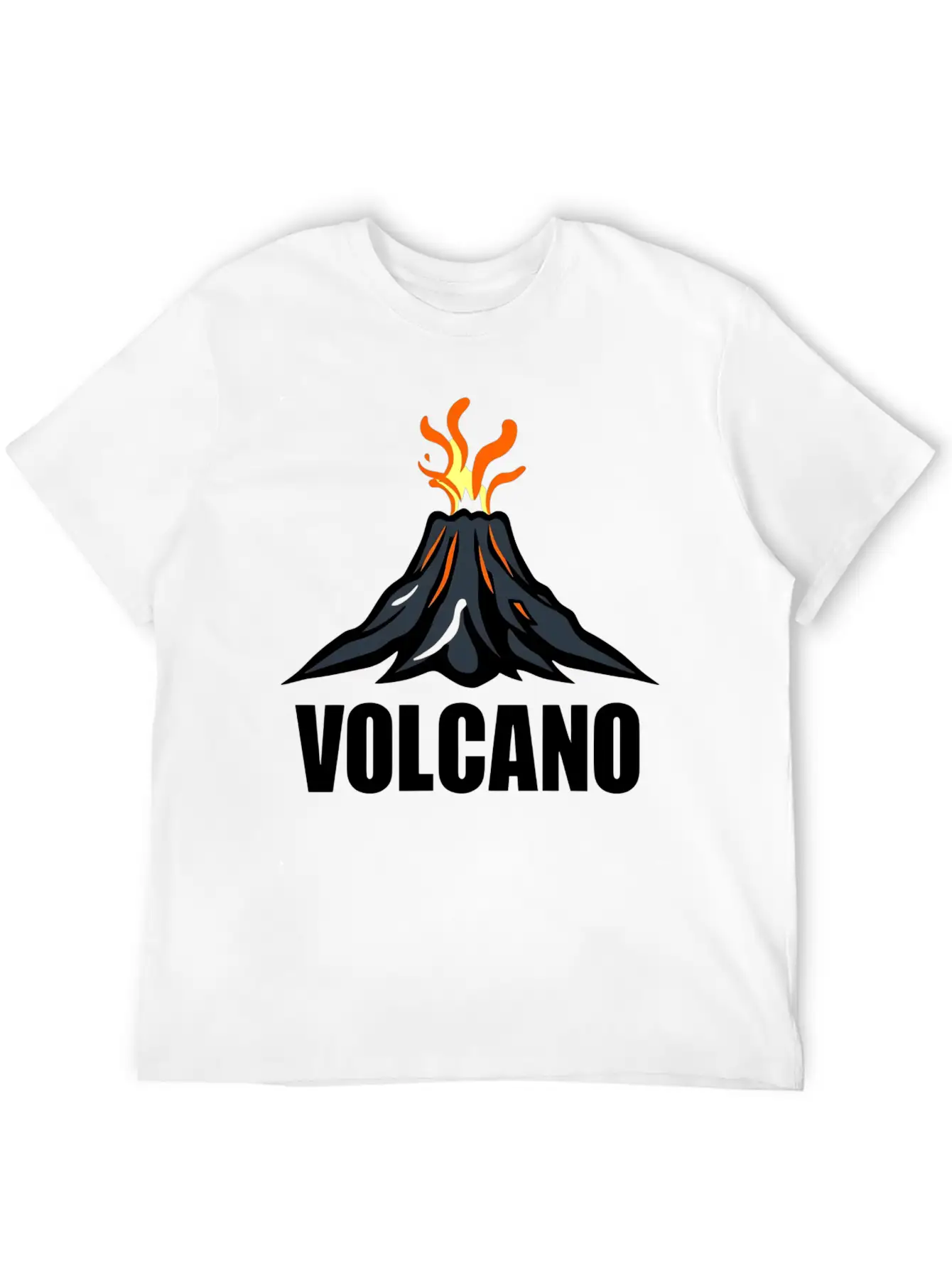An Orange Eruption Spewing From The Top Volcano Basic Graphic T-Shirt – Daily Comfort In Soft Cotton
