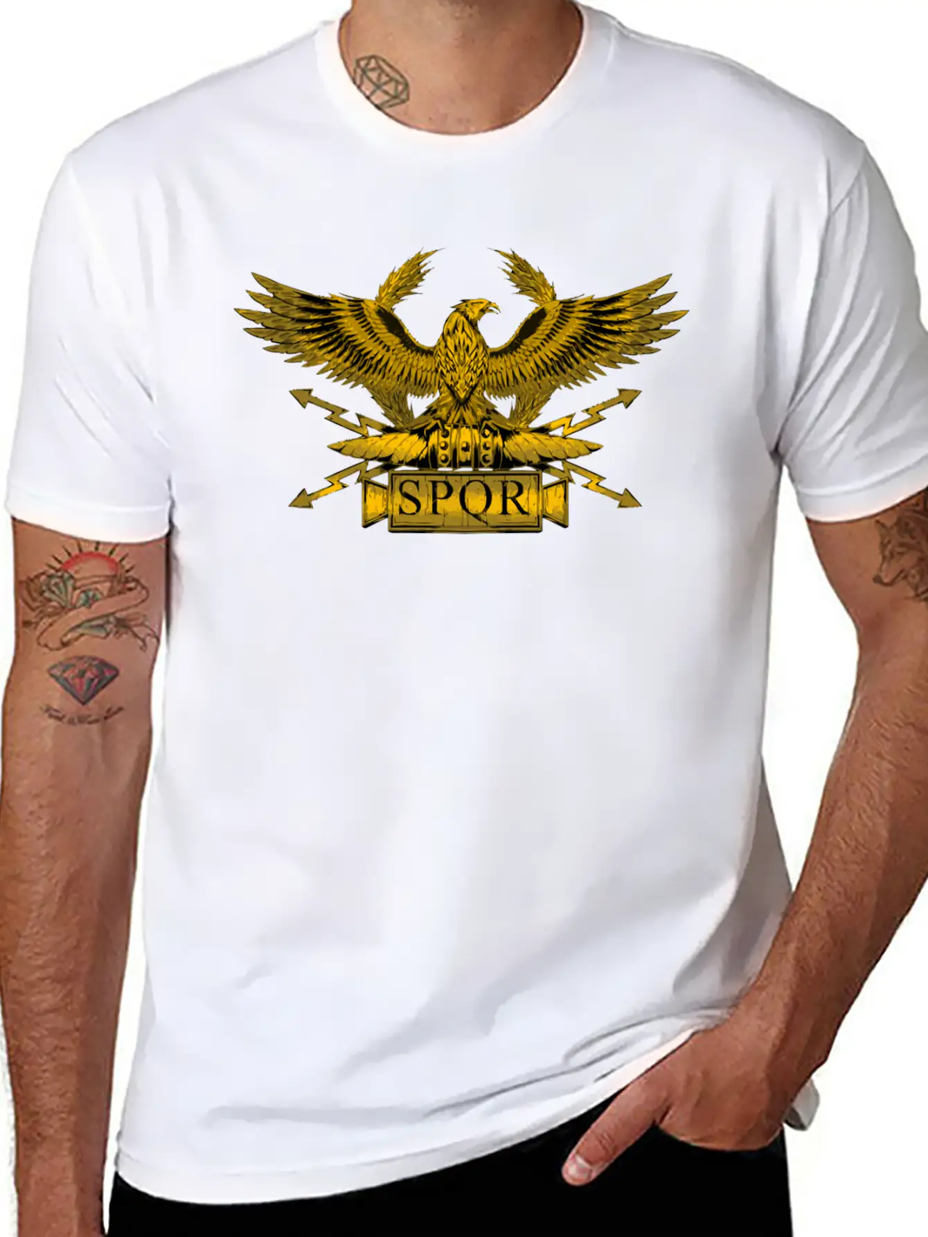 Ancient Classical Roman Eagle Legionary Standard S Stylish Everyday T-Shirt – Unisex Basic Cotton Tee