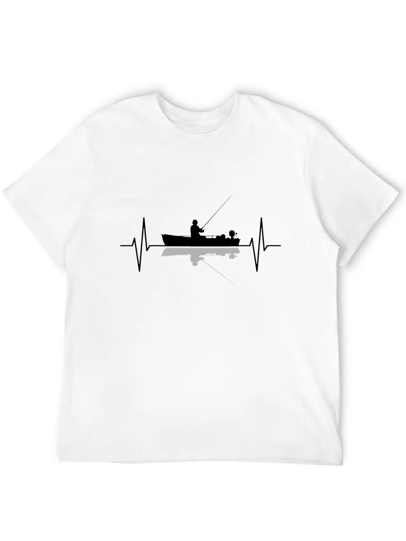 Angler Fisherman Fishing Boat Heartbeat Gift Basic Graphic T-Shirt – Daily Comfort In Soft Cotton