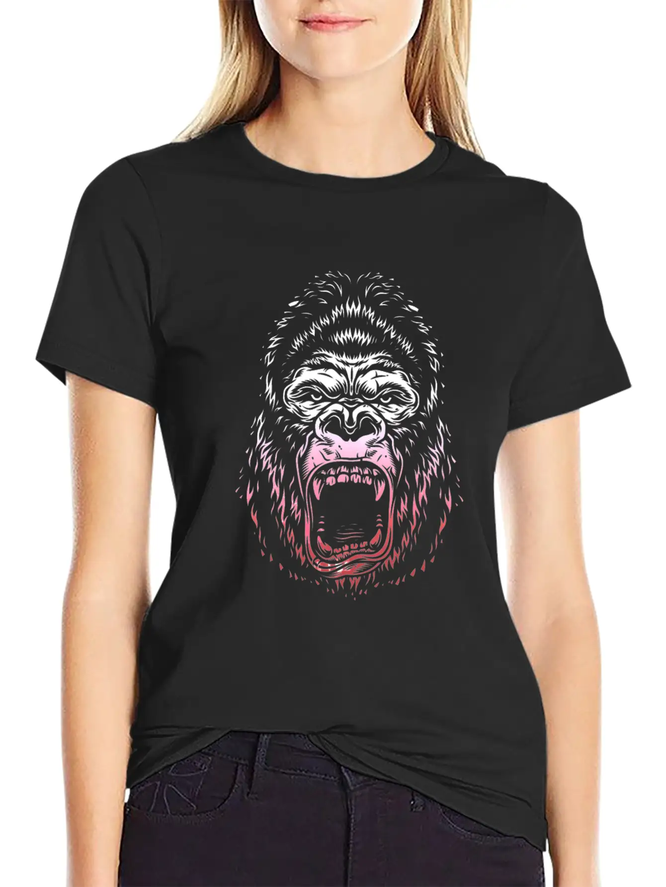 Angry GORILLA "king" Design 7 Unisex Short Sleeve Soft Cotton T-Shirt – Casual Everyday Wear