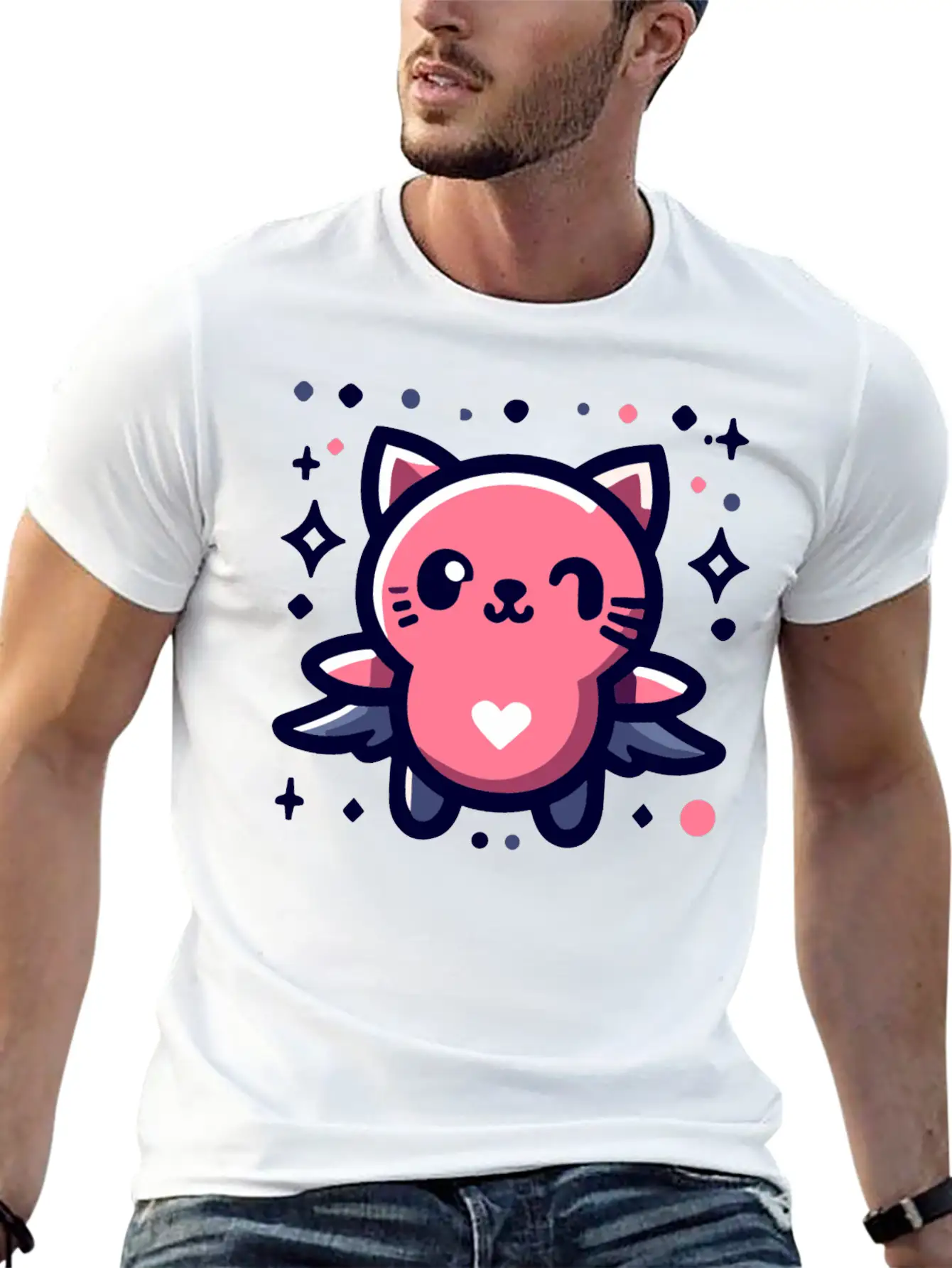 Animal Cupid Cutie Unisex Short Sleeve Soft Cotton T-Shirt – Casual Everyday Wear